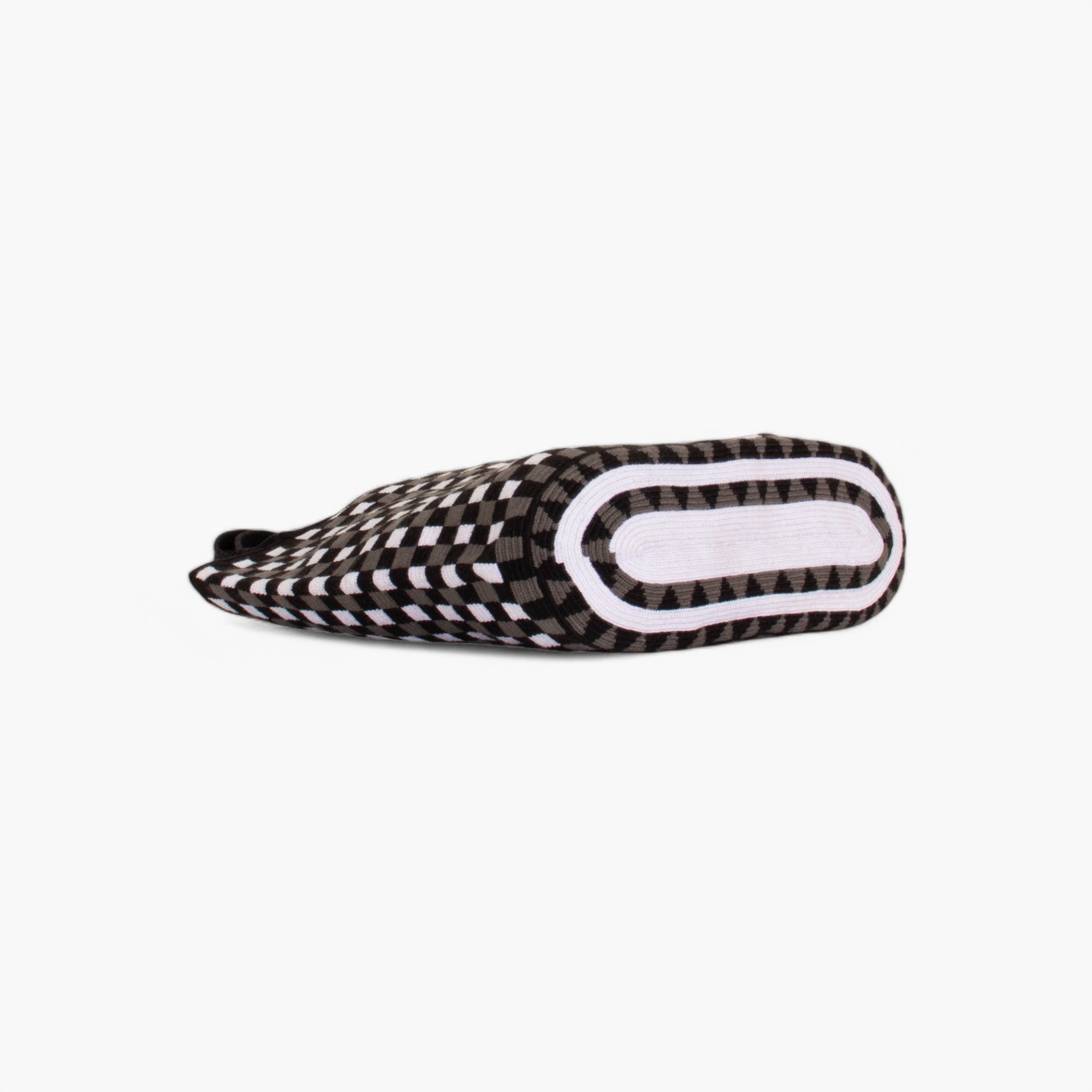Check oval tote | Black