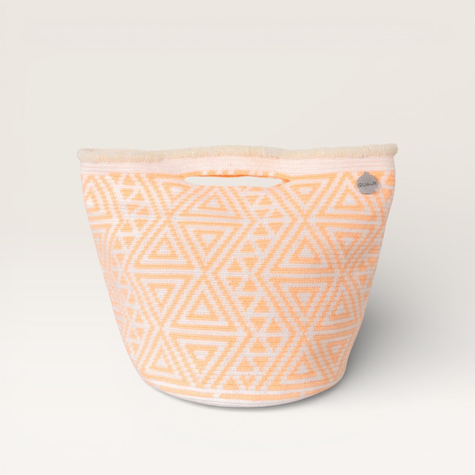 Geometric top-handle bag | Neon peach