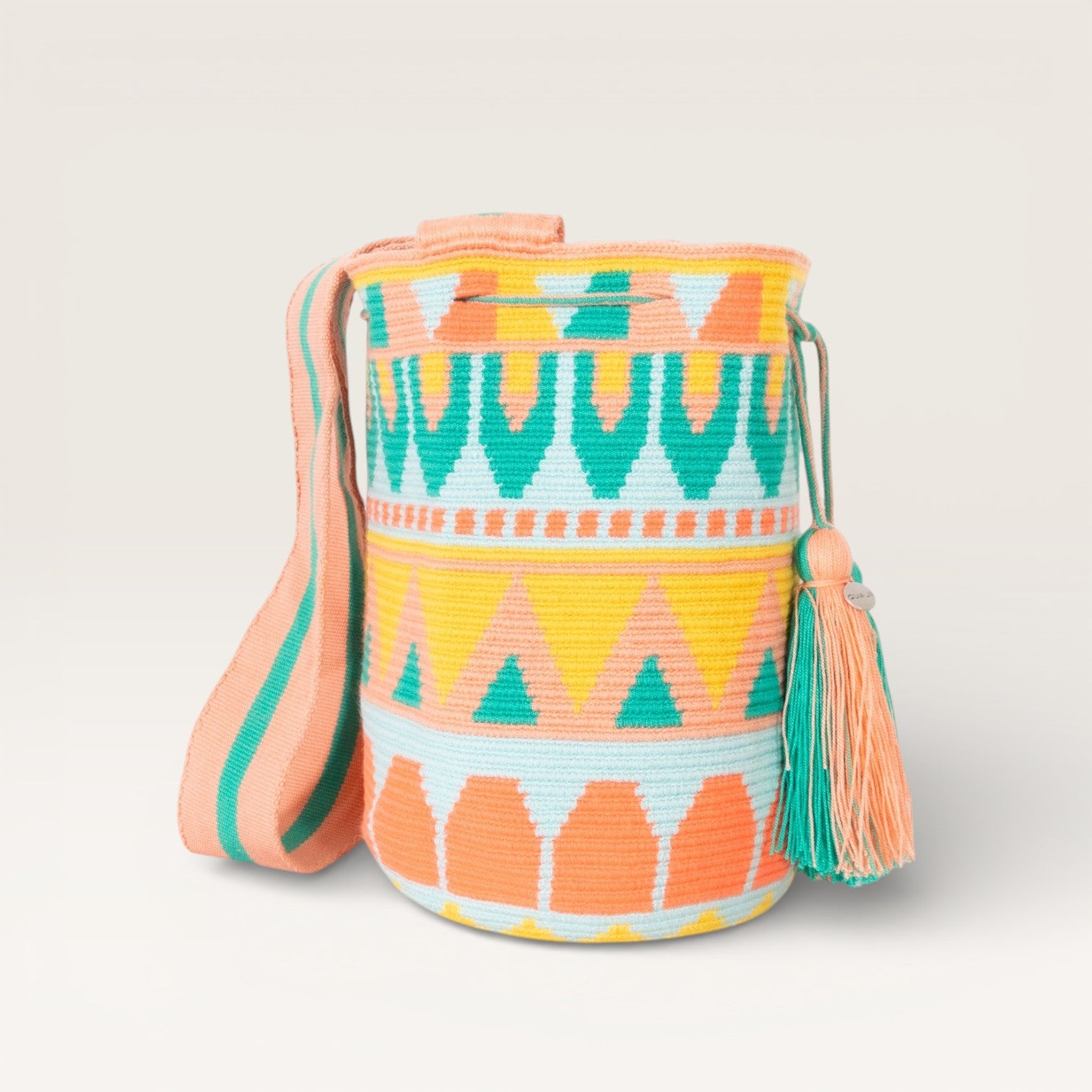 Geometric crossbody bag L | Peach