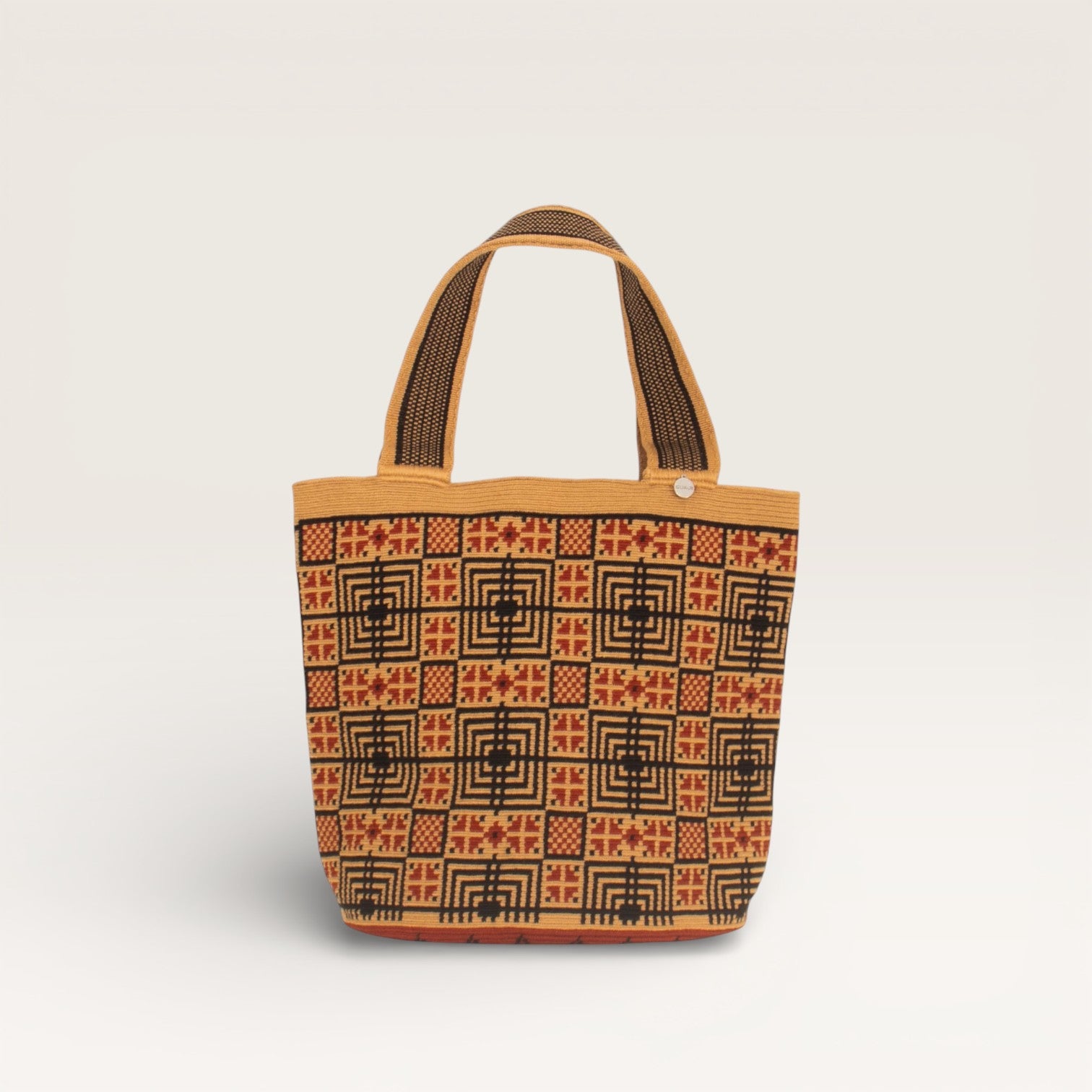 Geometric oval tote | Almond