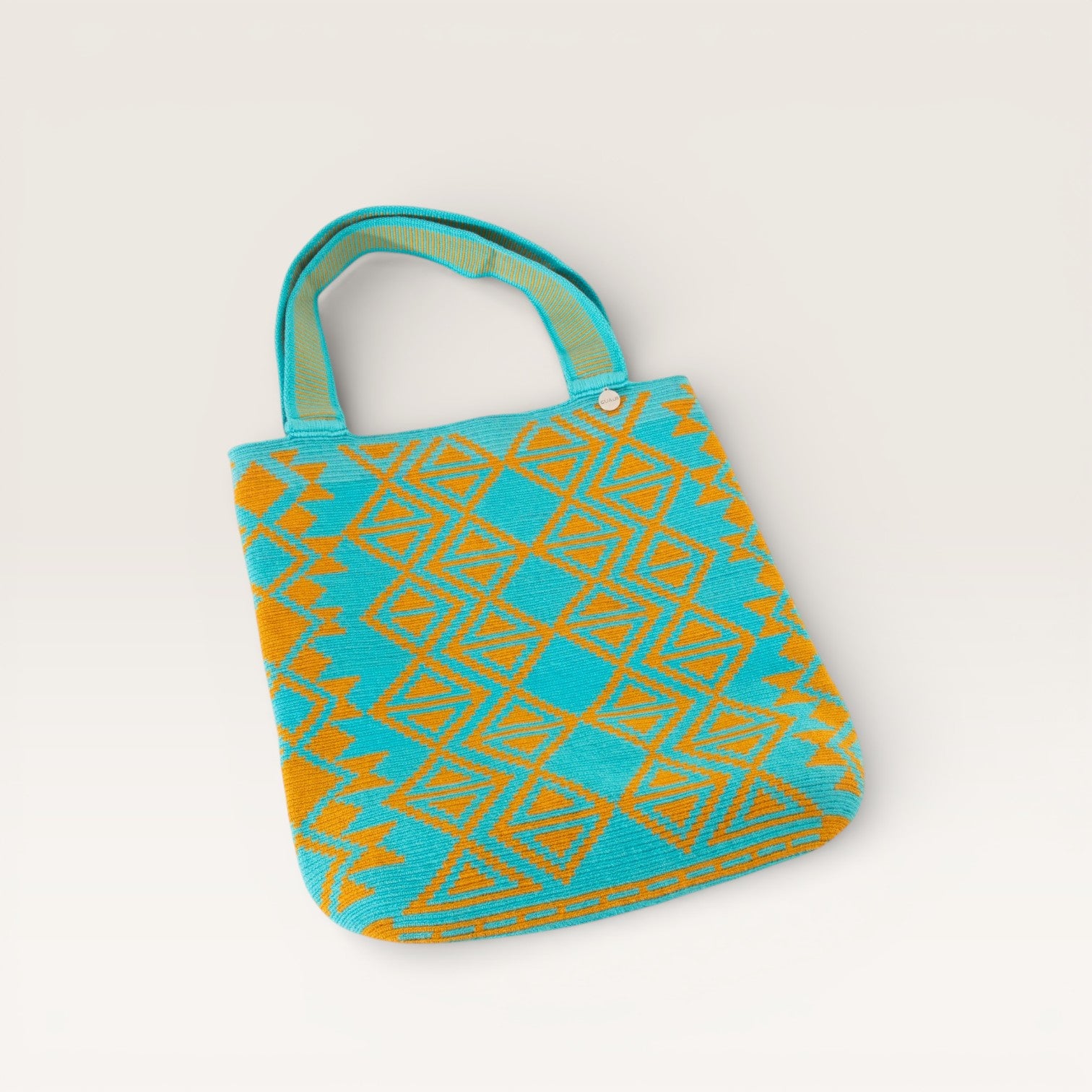 Geometric oval tote | Turquoise