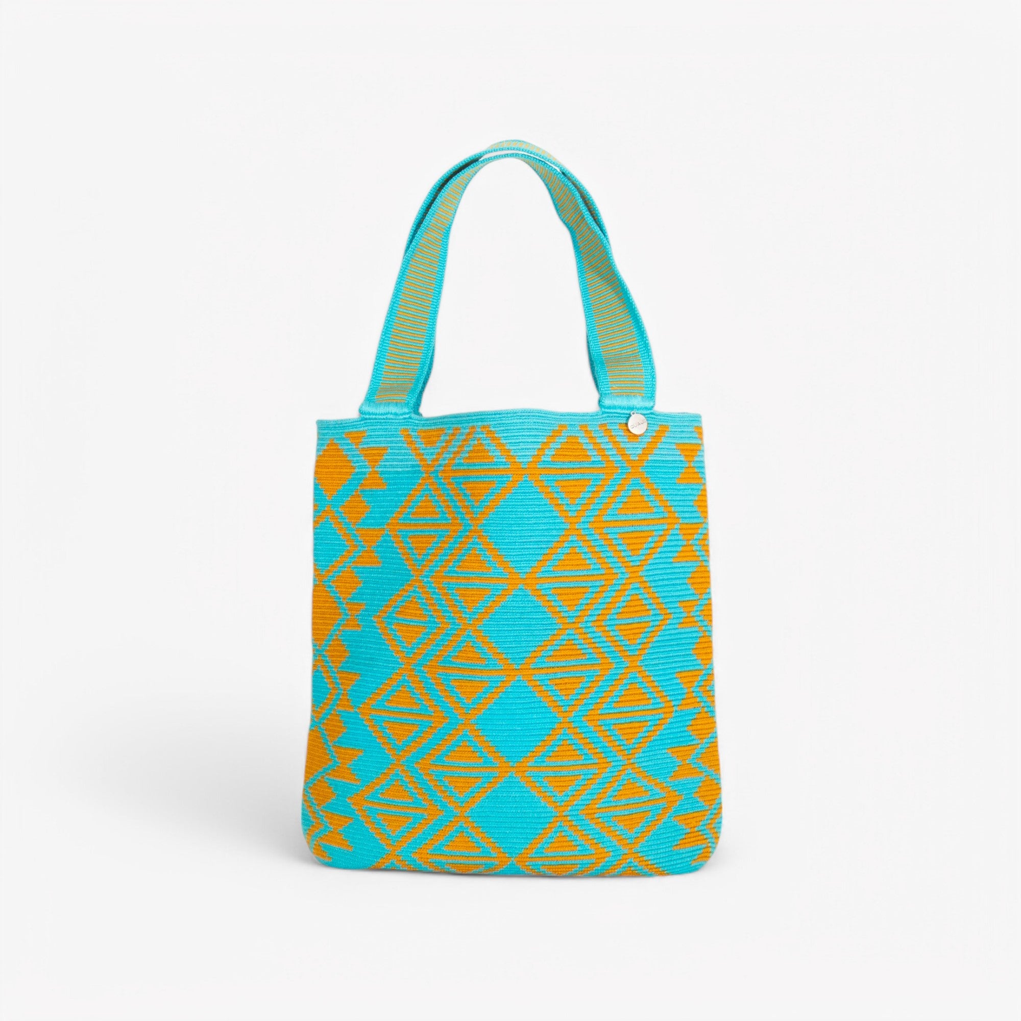 Geometric oval tote | Mayan blue