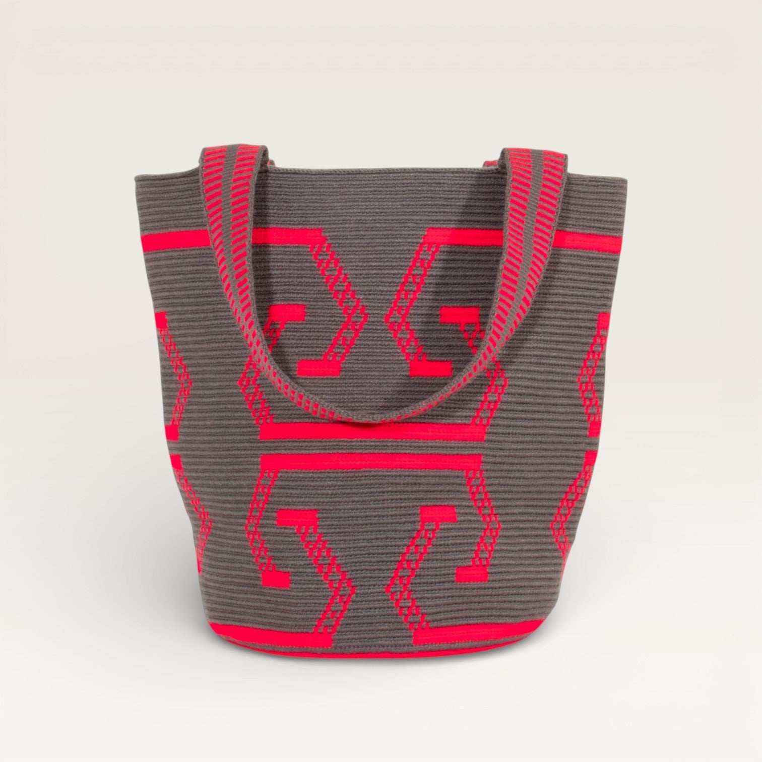 Geometric round tote L | Magenta