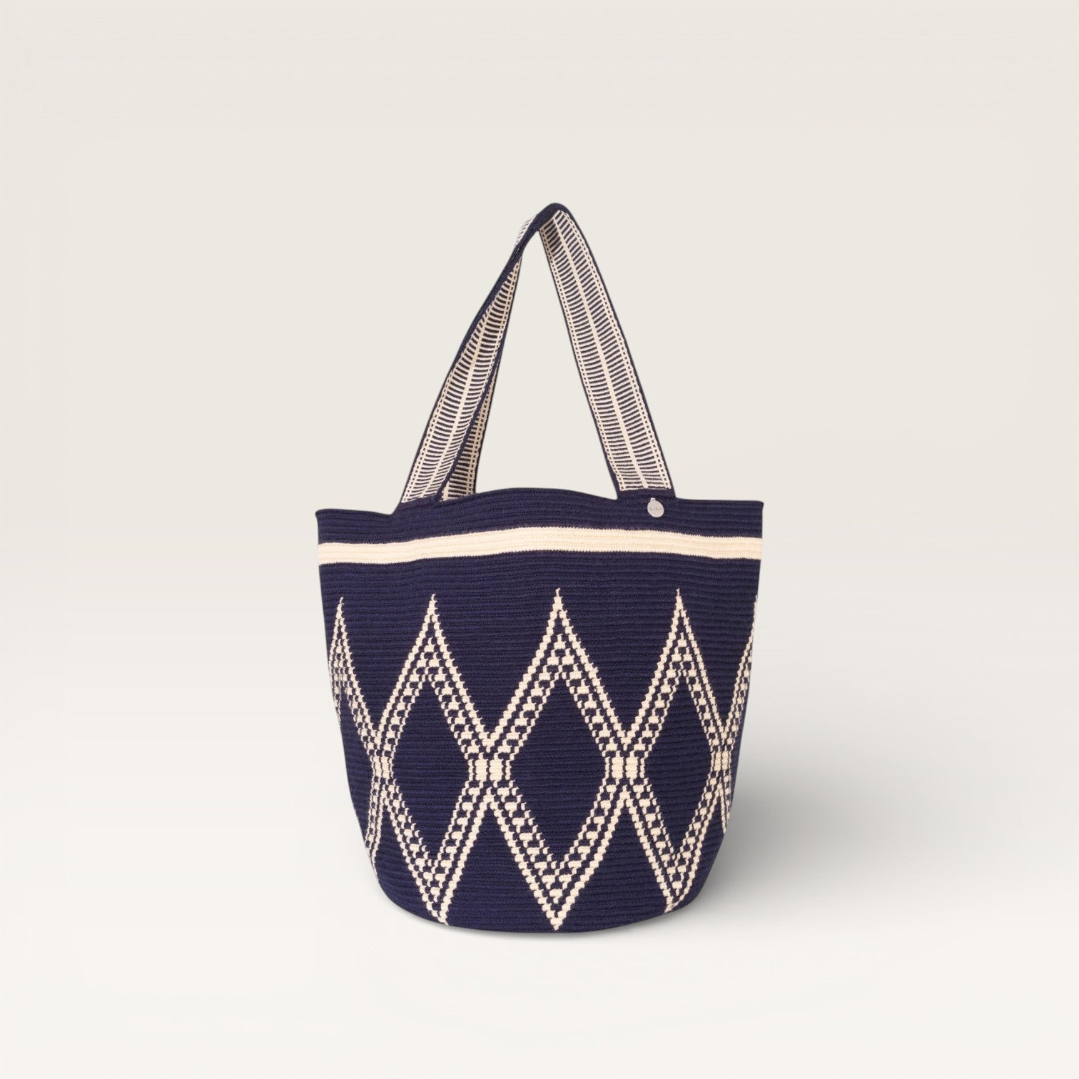 Geometric round tote L | Navy