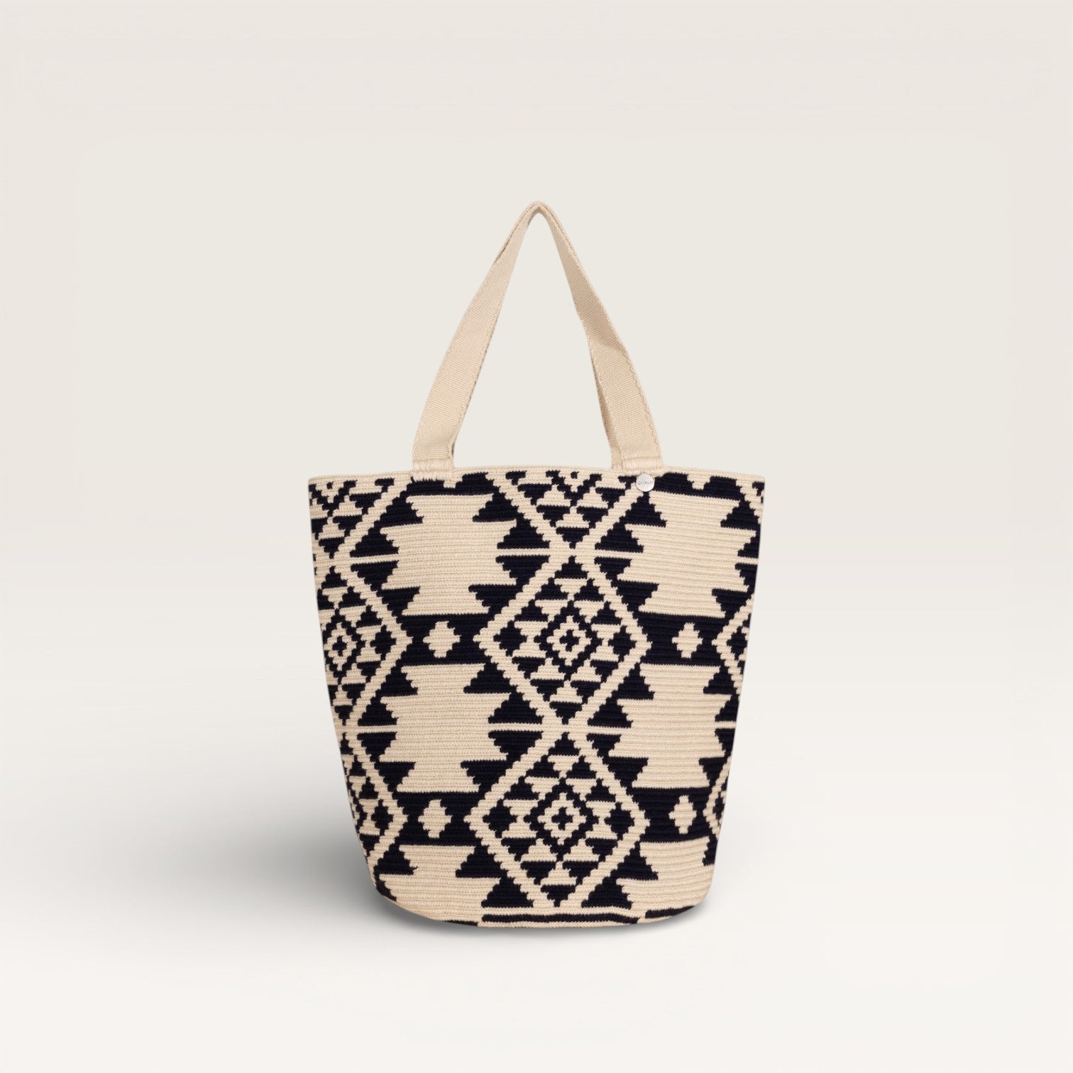 Geometric round tote bag L | Navy