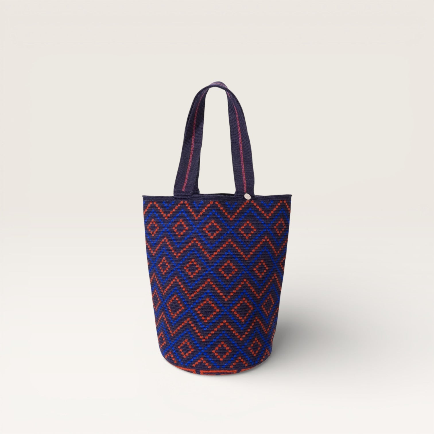 Geometric round tote M | Navy