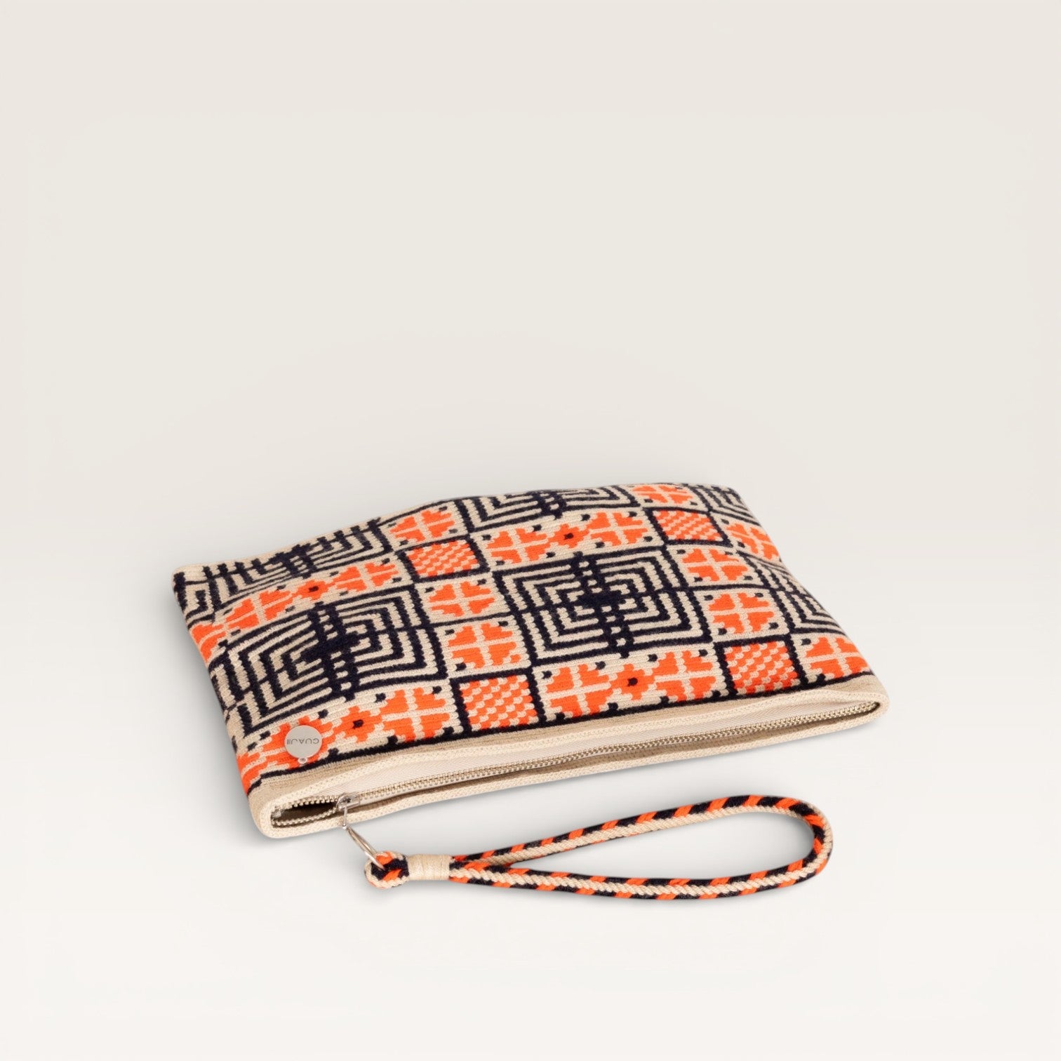 Geometric square clutch | Tangerine