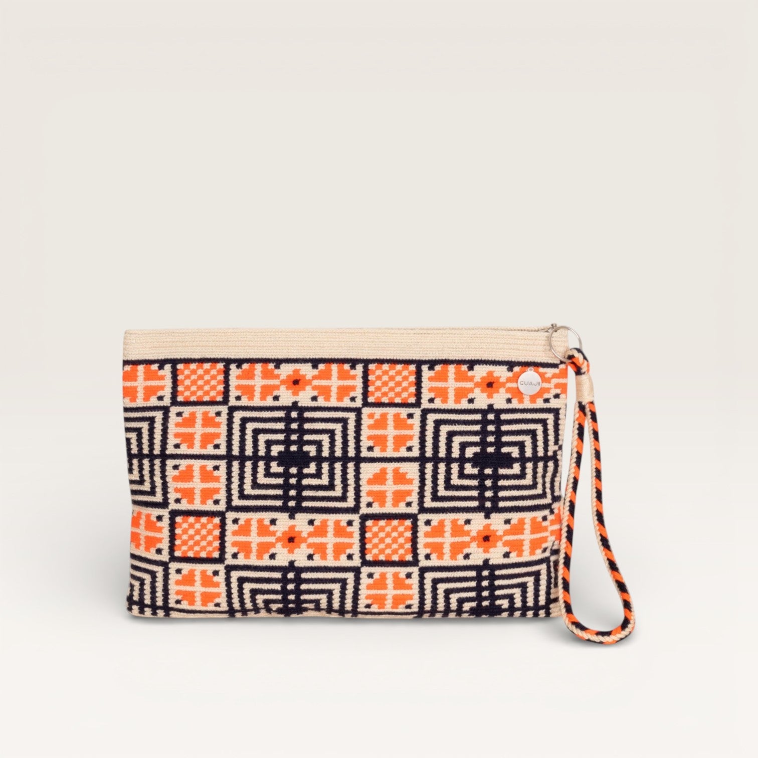 Geometric square clutch | Tangerine