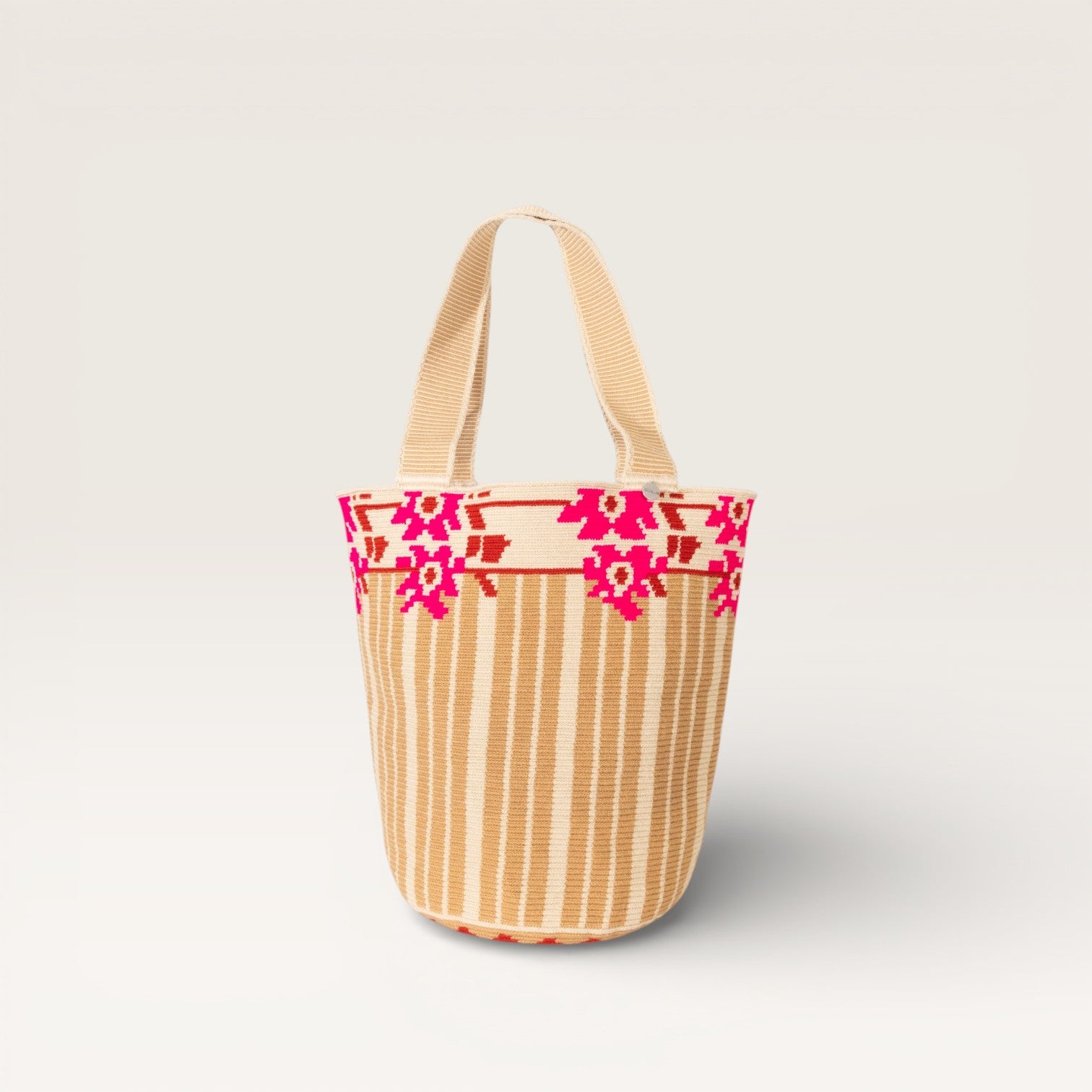 Abstract round tote L | Raspberry