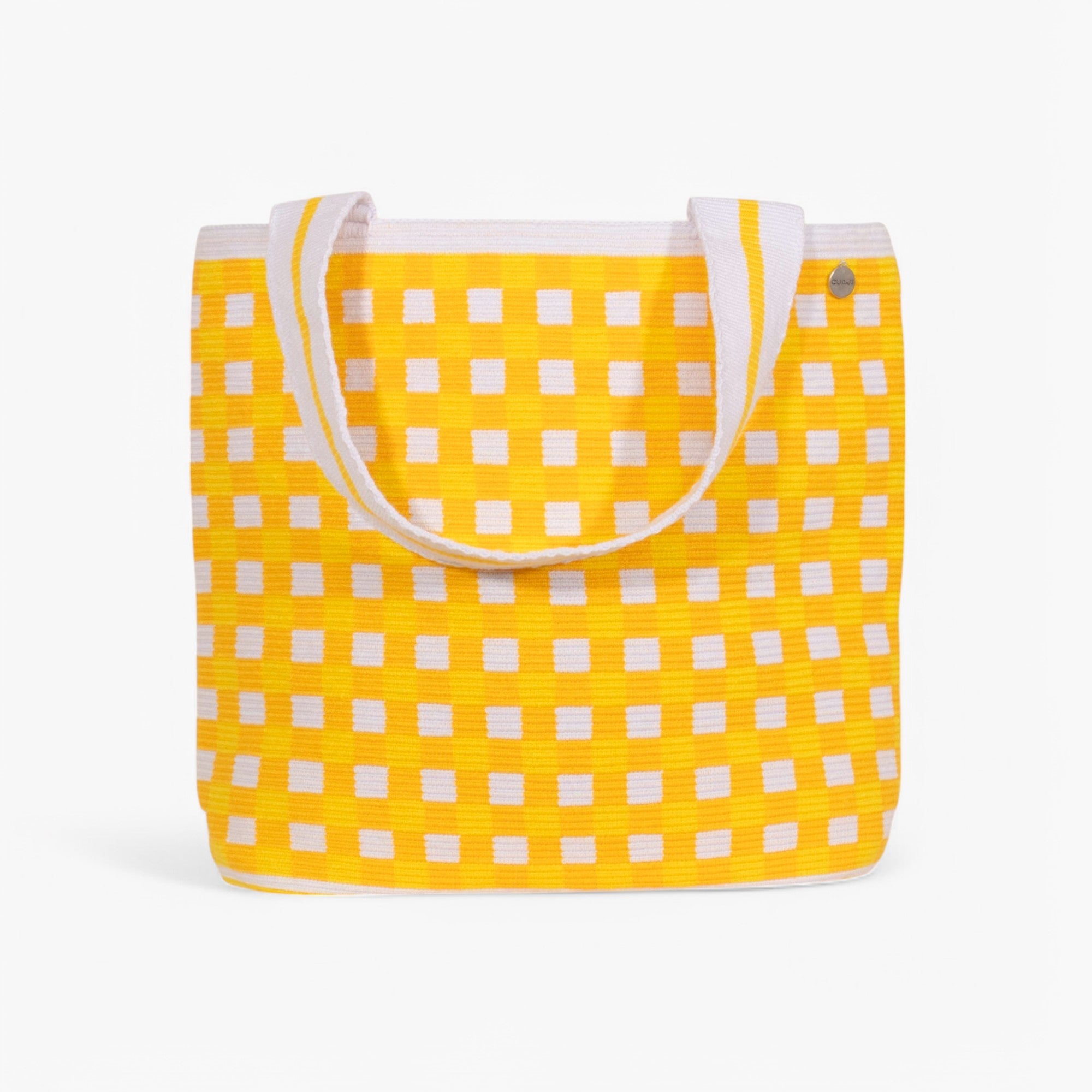 Gingham oval tote | Daffodil