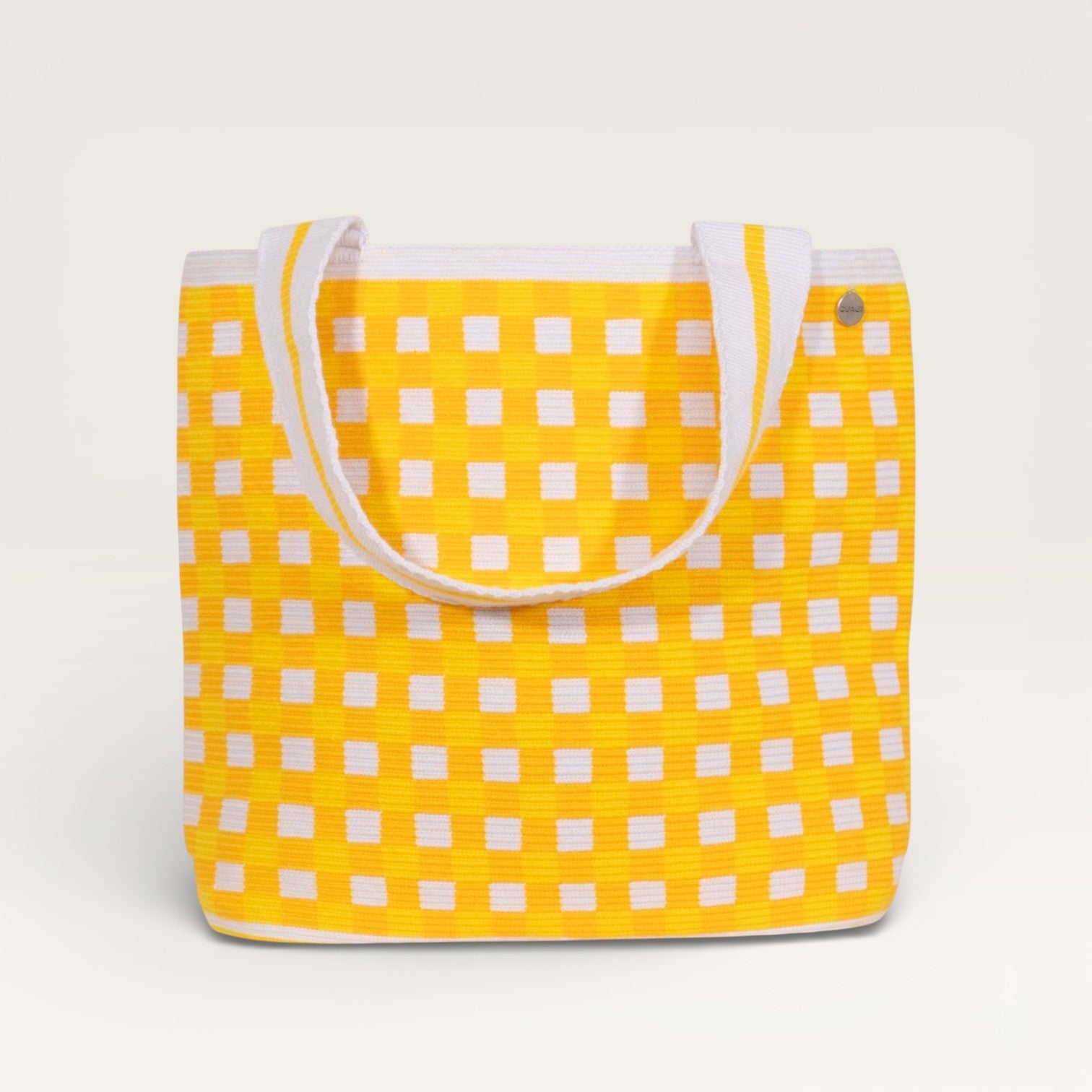 Gingham oval tote | Daffodil