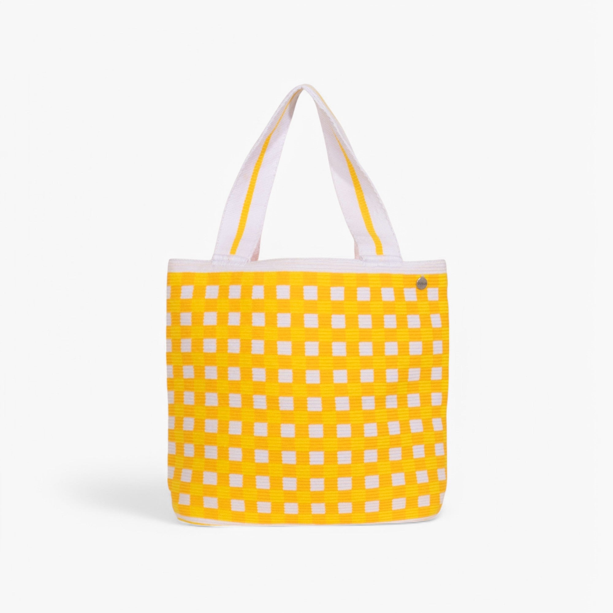Gingham oval tote | Daffodil