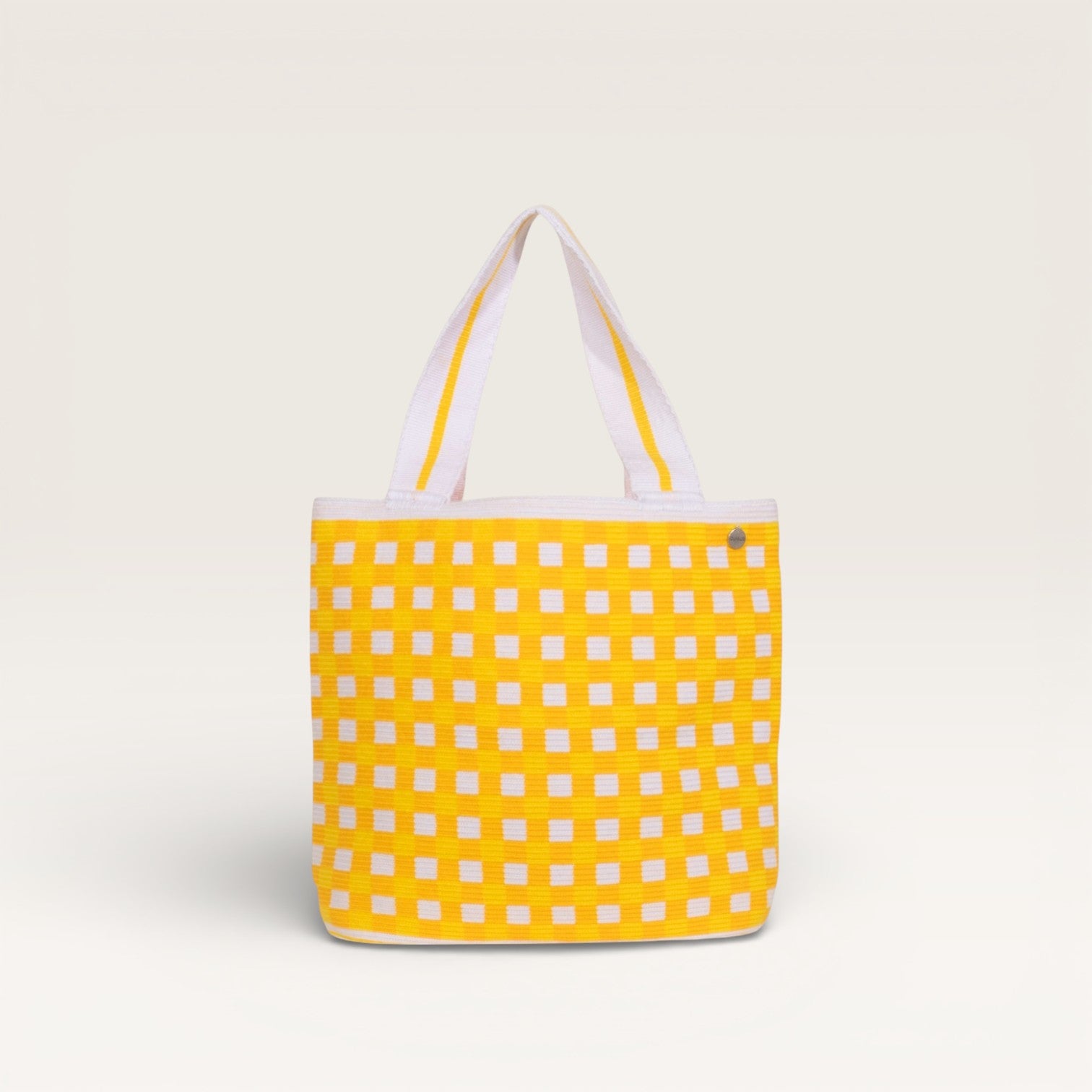 Gingham oval tote | Daffodil