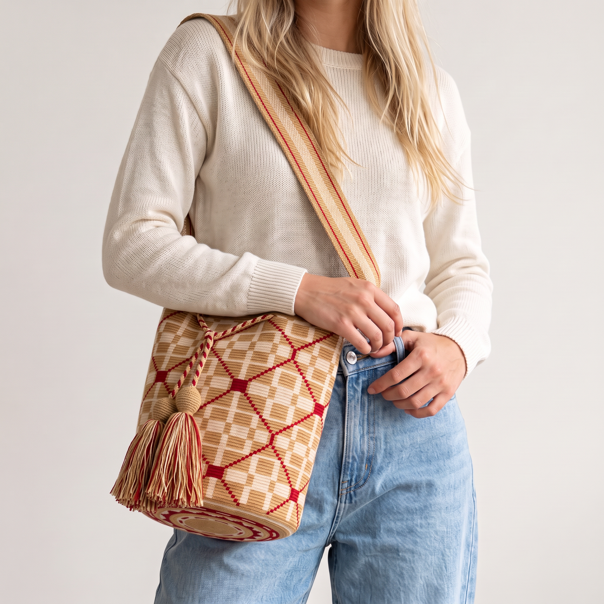 Geometric crossbody L | Caramel