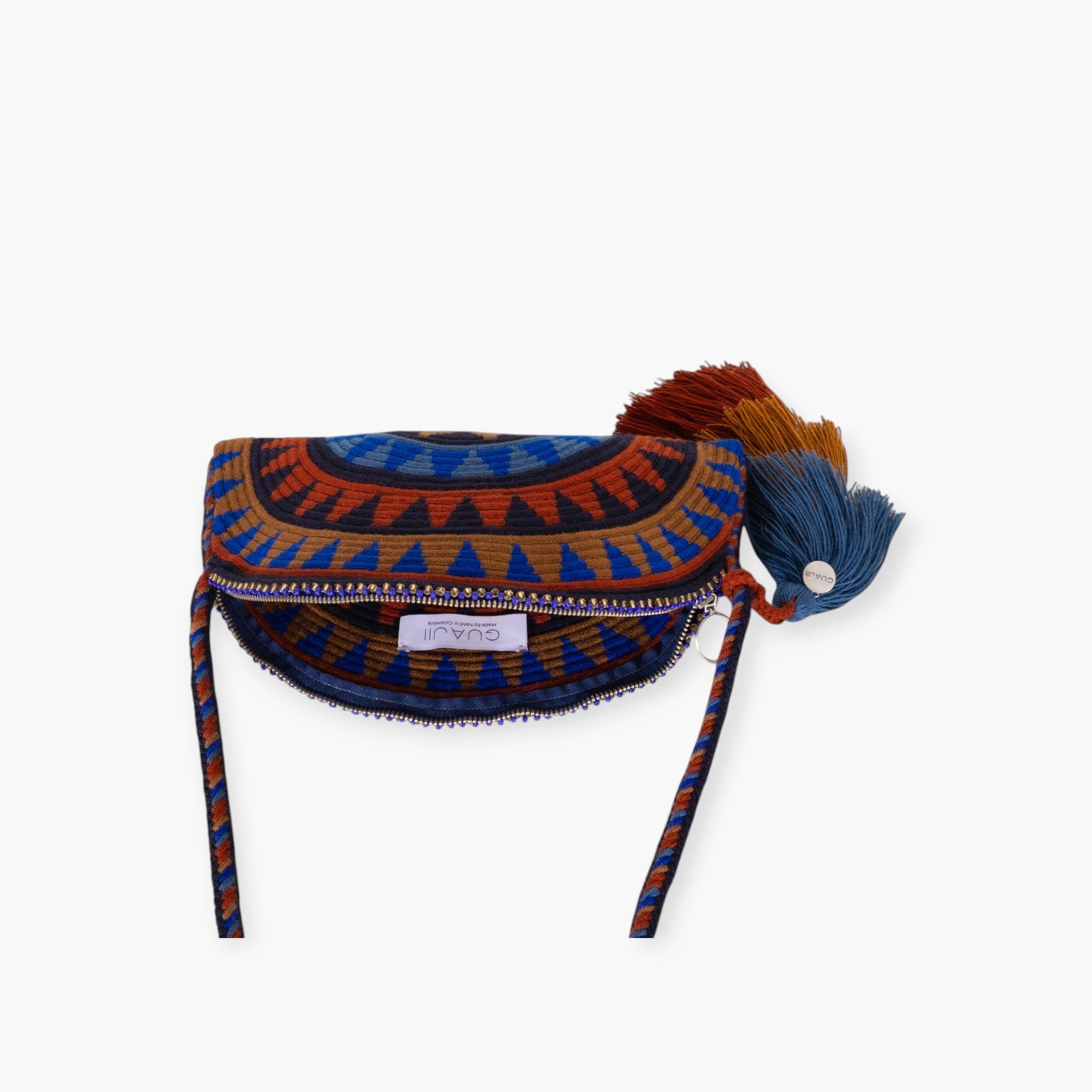 Geometric half-moon crossbody | Cobalt