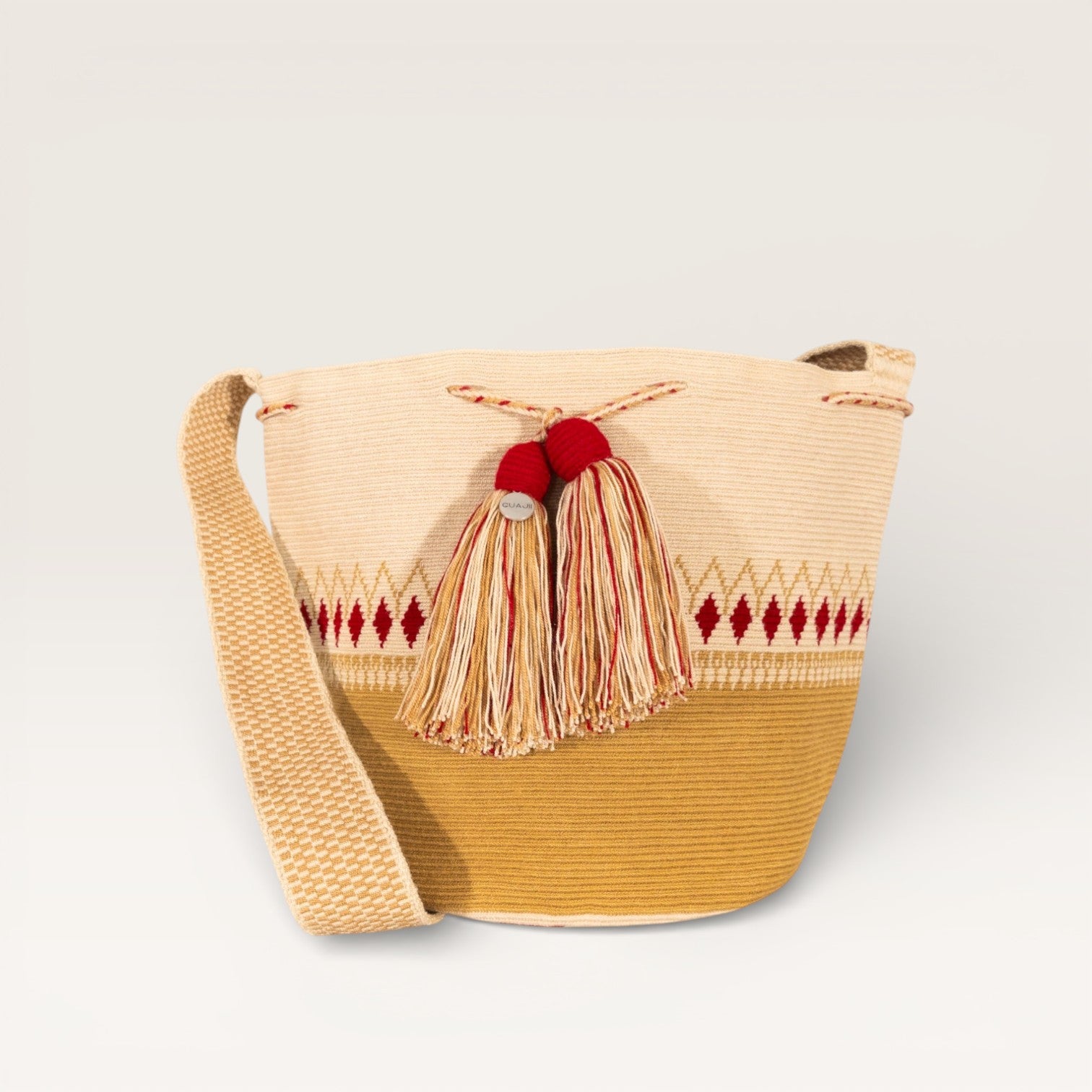 Geometric crossbody bag L | Caramel