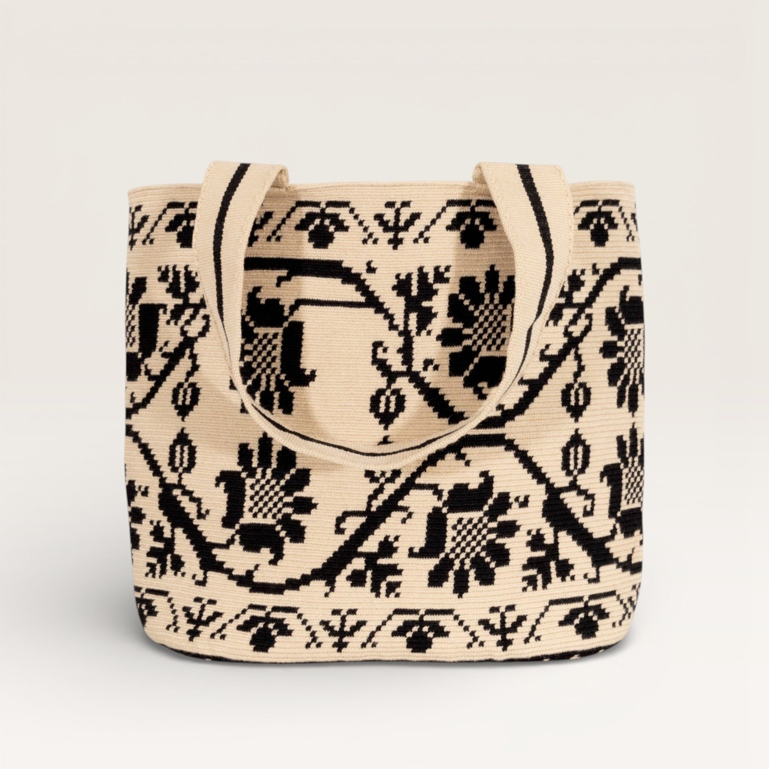 Flower oval tote | Black