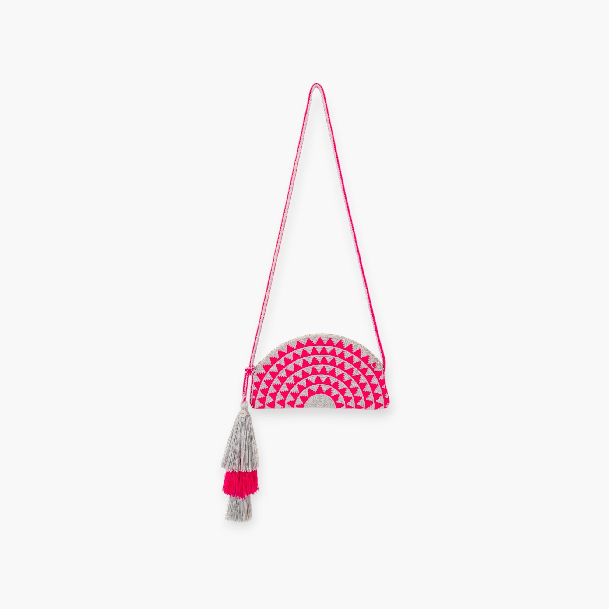 Geometric half-moon crossbody | Magenta