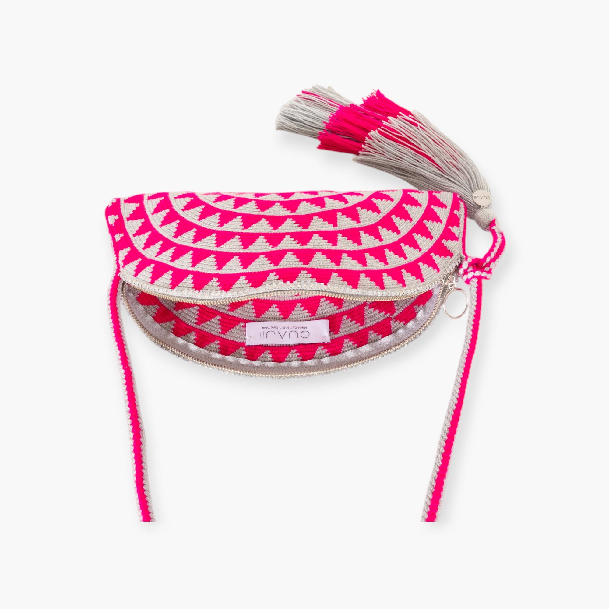 Geometric half-moon crossbody | Magenta