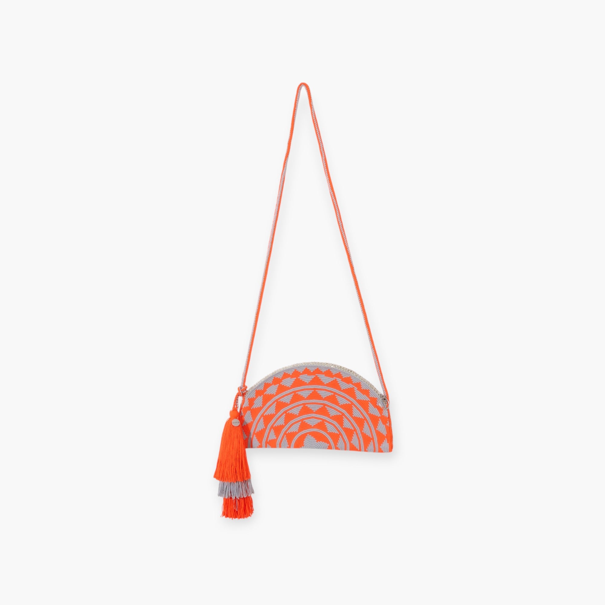 Geometric half-moon crossbody | Tangerine
