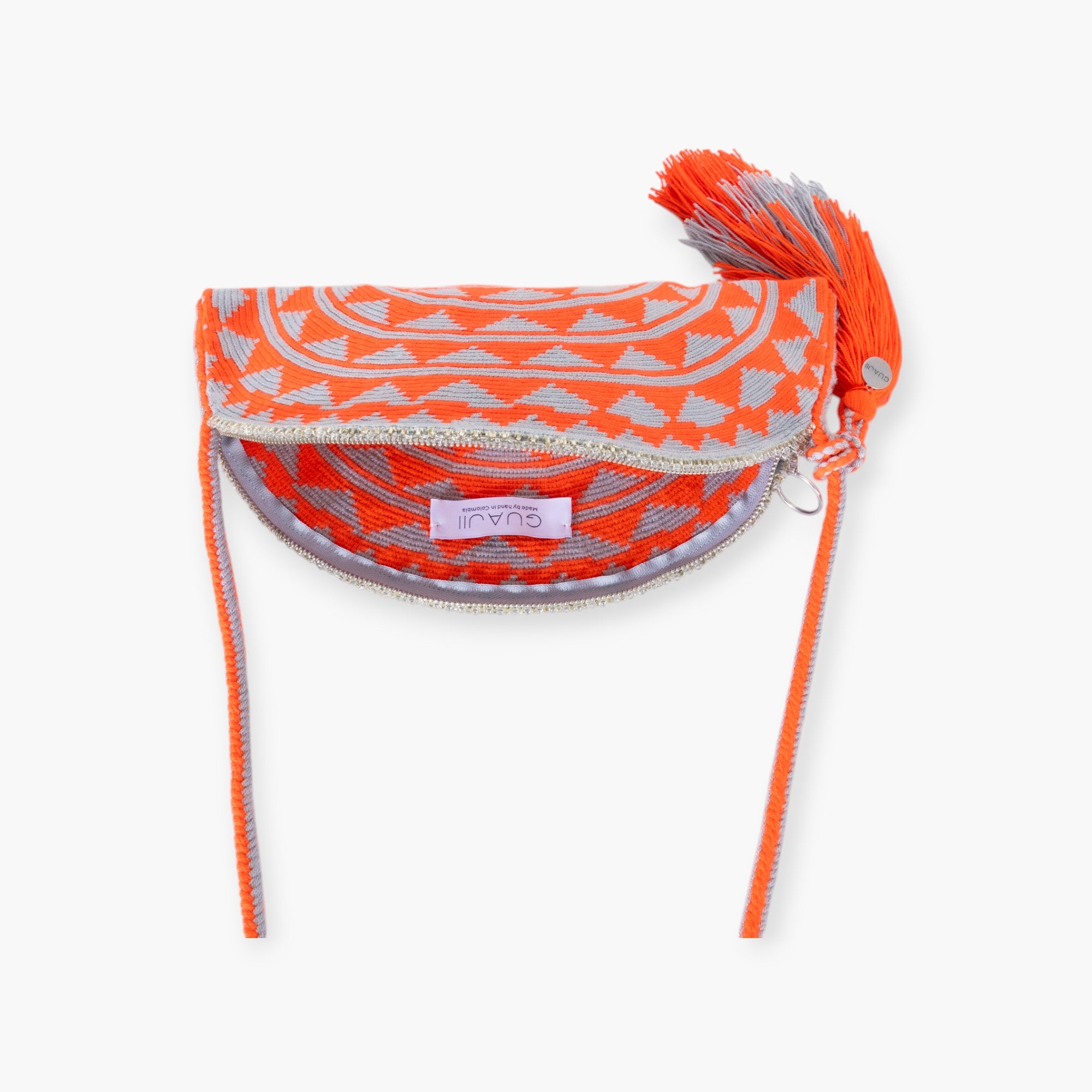 Geometric half-moon crossbody | Tangerine