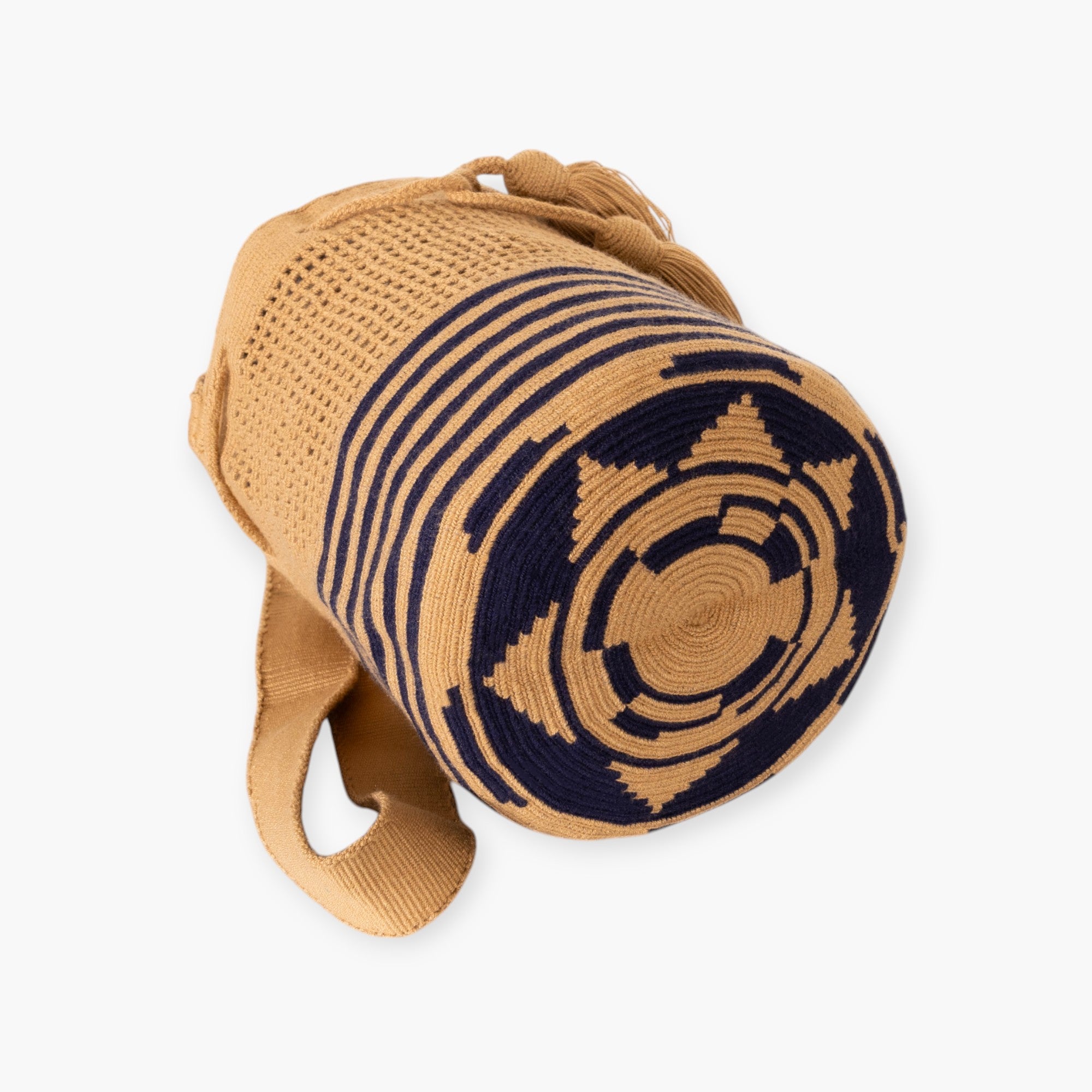 Striped net crossbody M | Almond