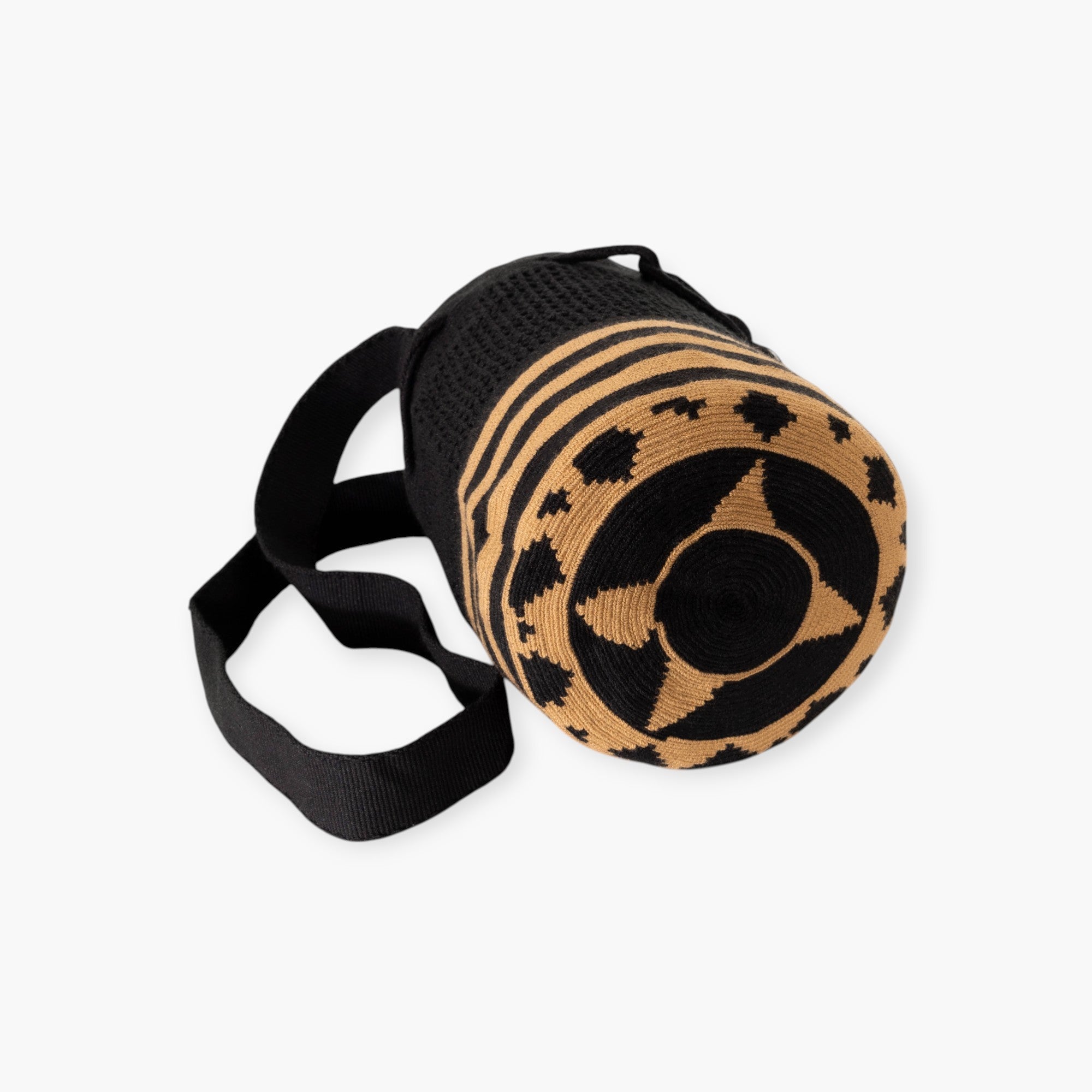 Striped net crossbody M | Black