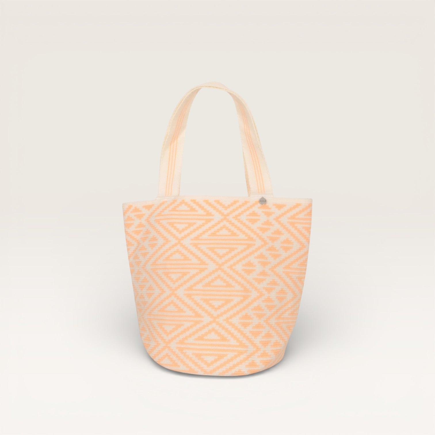 Geometric round tote L | Neon peach