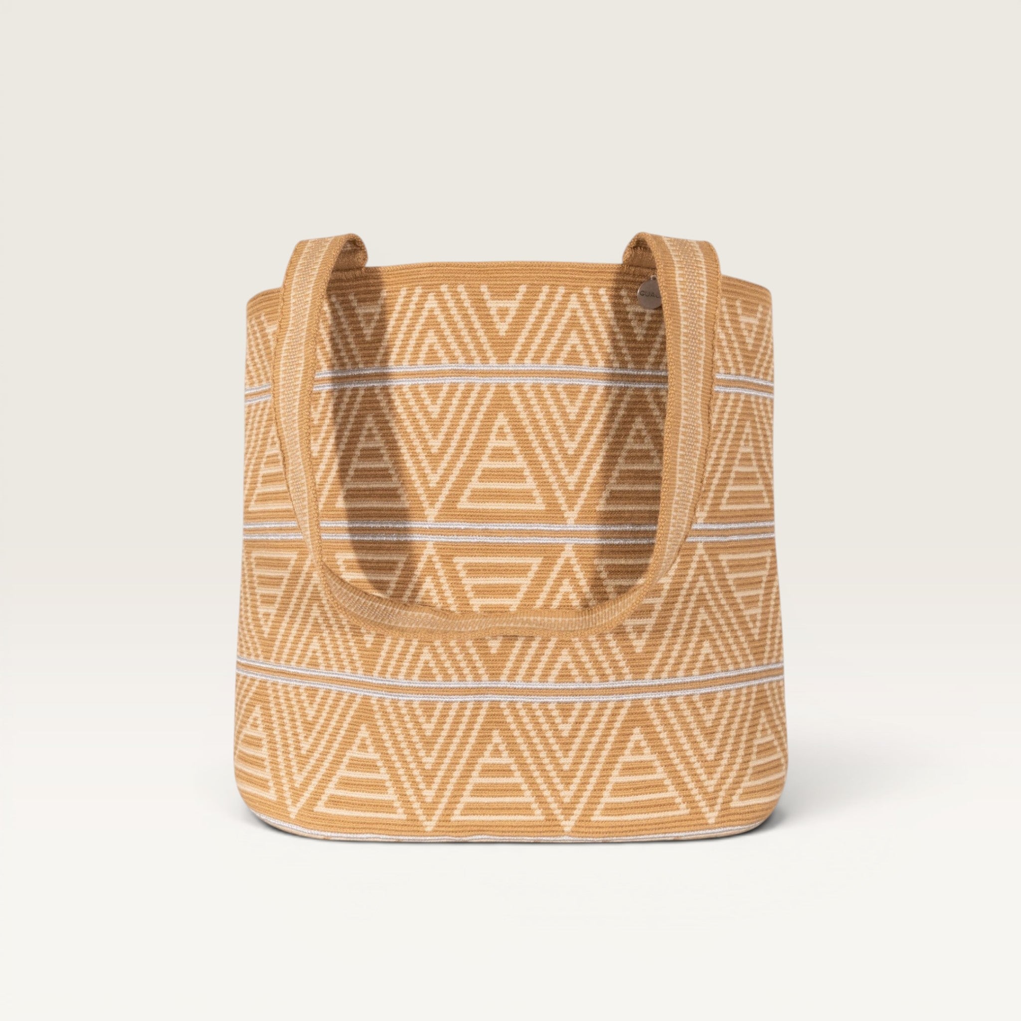 Geometric oval tote | Caramel