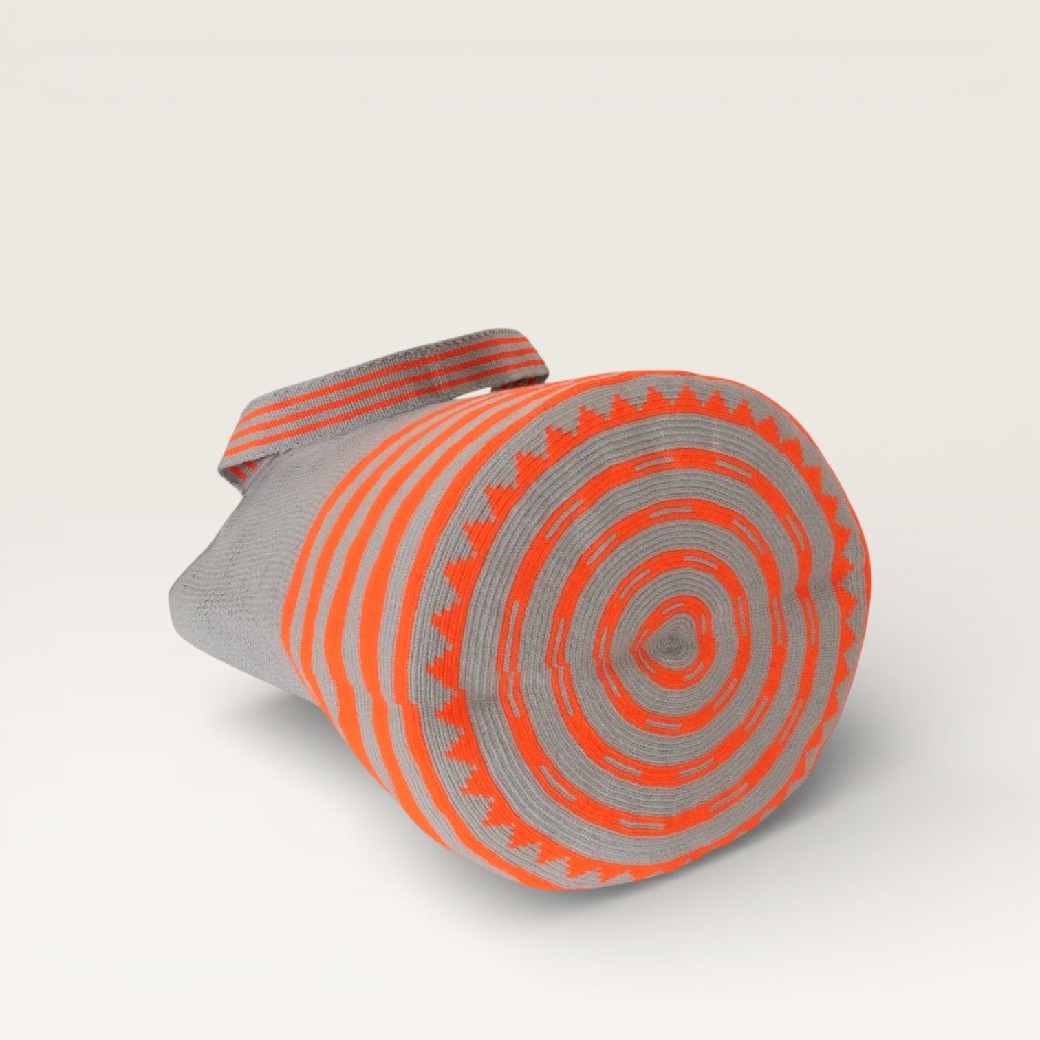 Striped net round tote bag | Tangerine