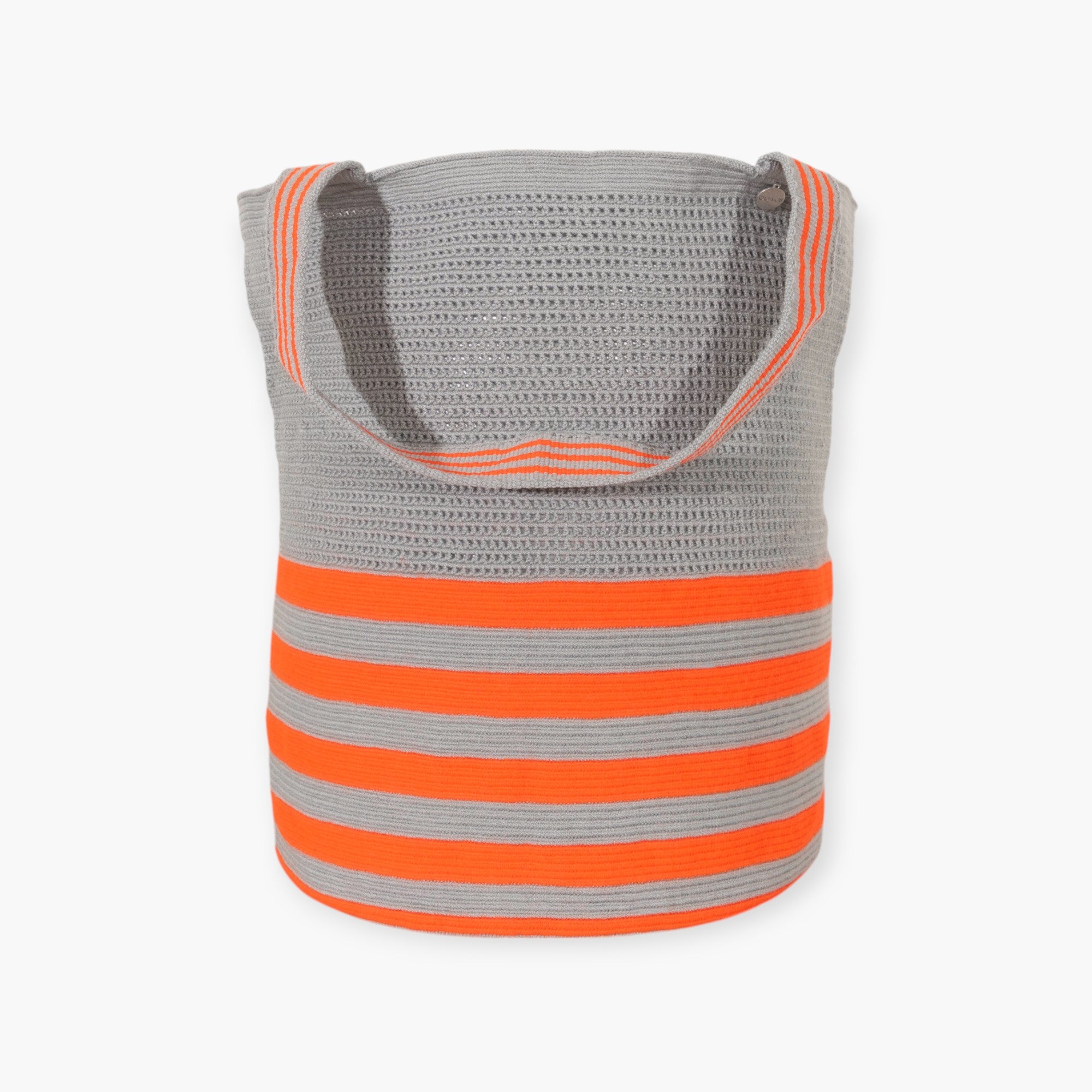 Striped net round tote bag XL | Tangerine