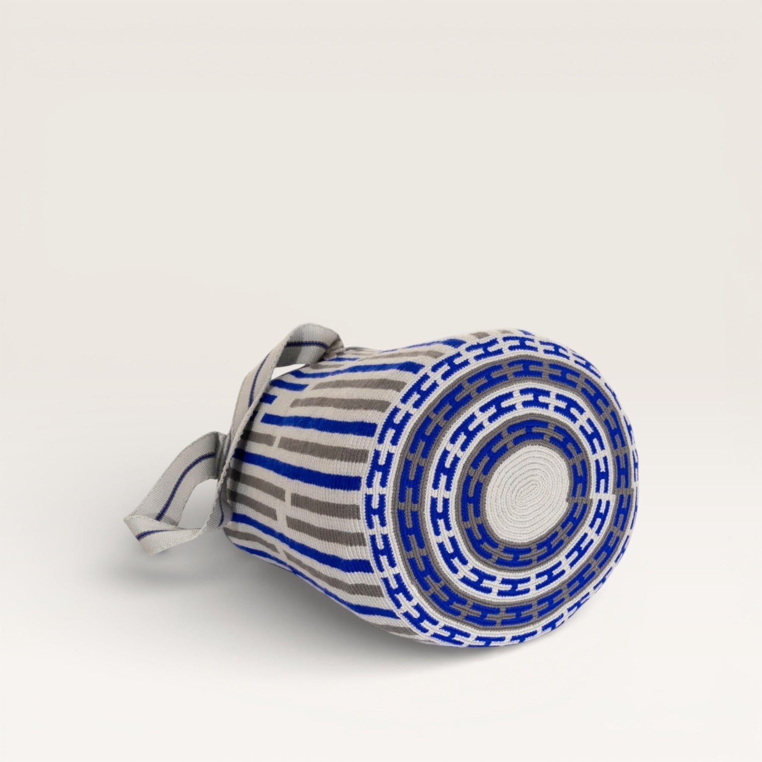 Striped round tote L | Cobalt