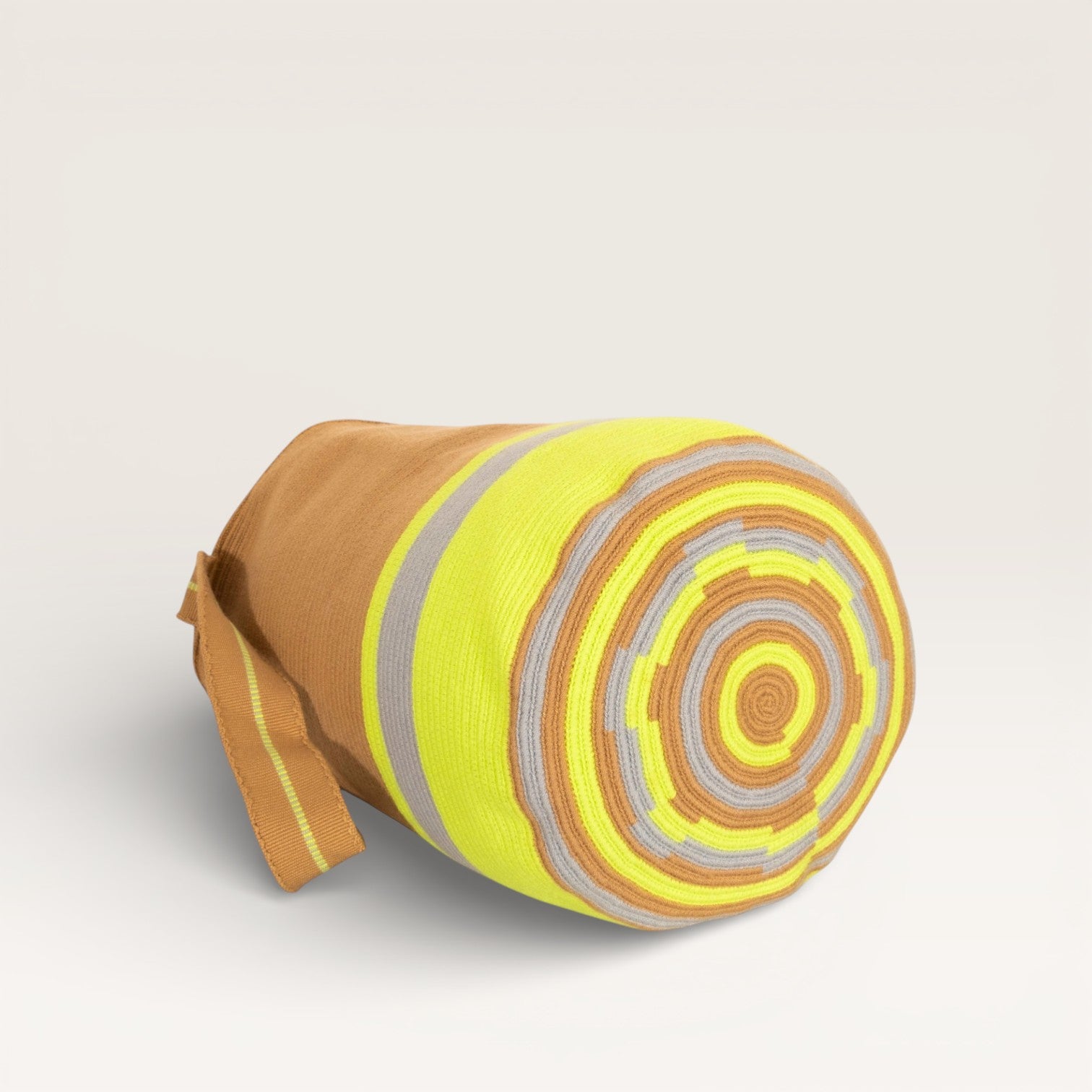 Check round tote L | Chartreuse