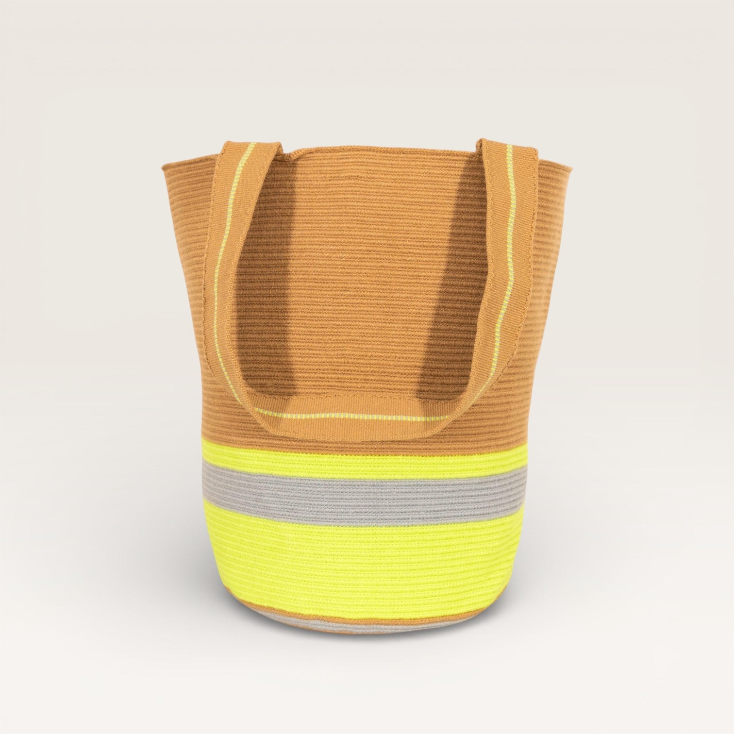 Check round tote L | Chartreuse