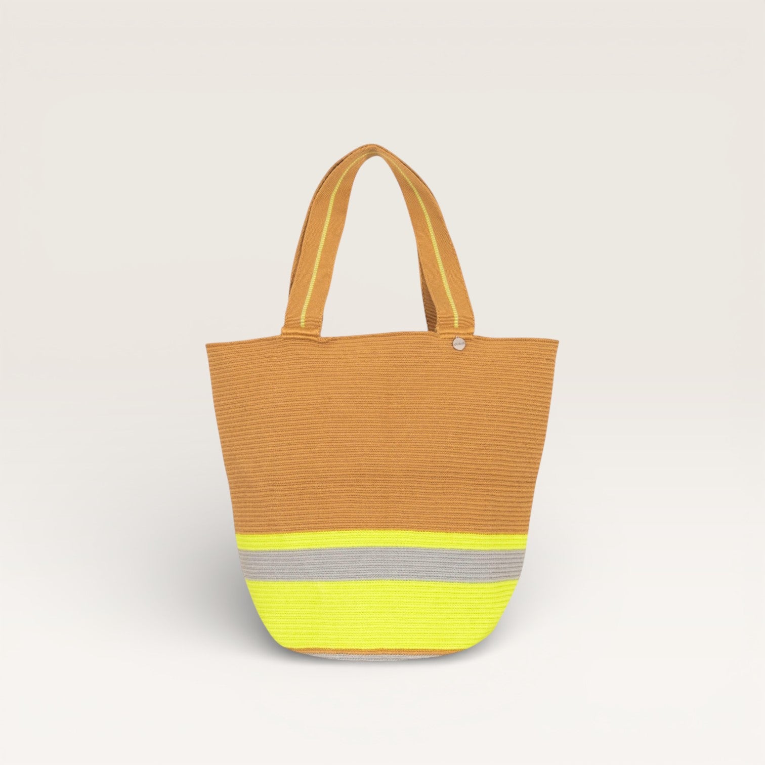 Check round tote L | Chartreuse
