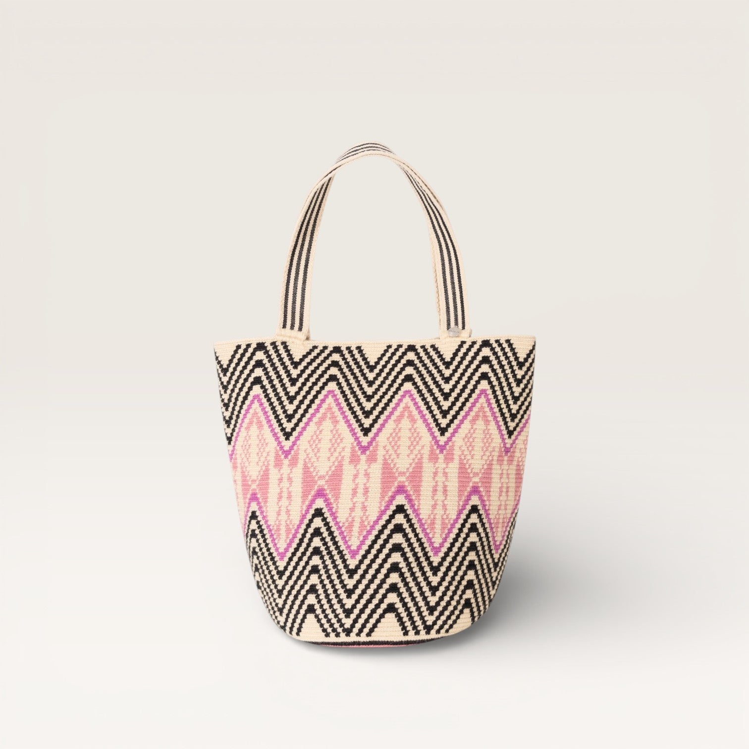Zigzag round tote L | Peony