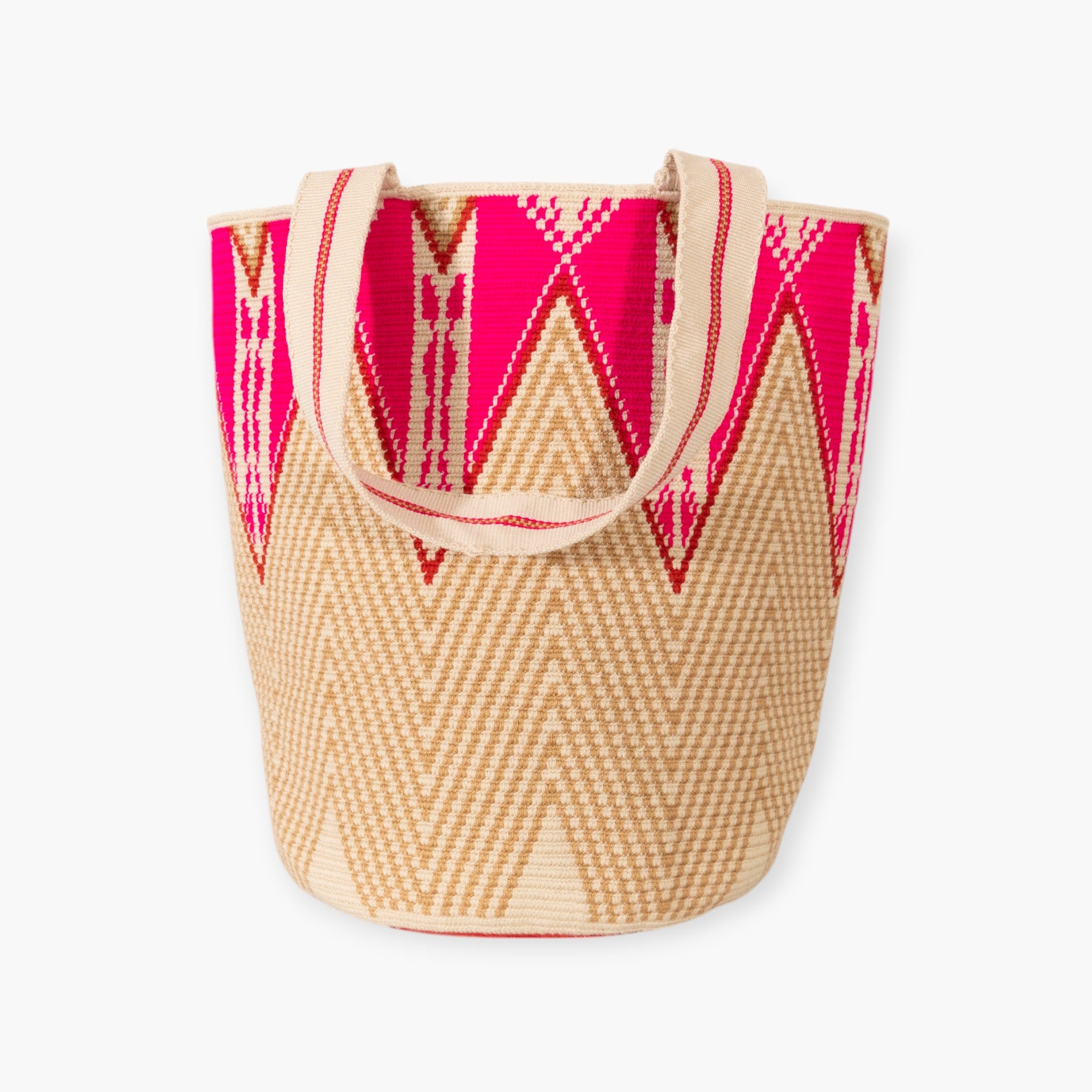 Zigzag round tote bag XL | Raspberry