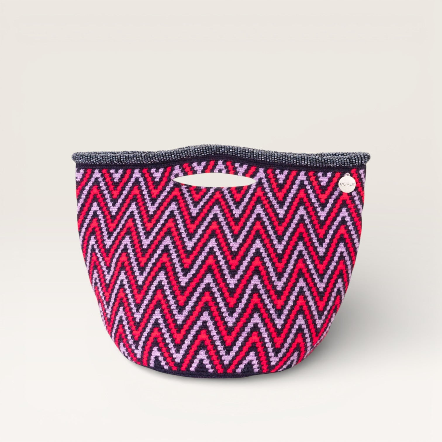 Zigzag top-handle bag | Navy