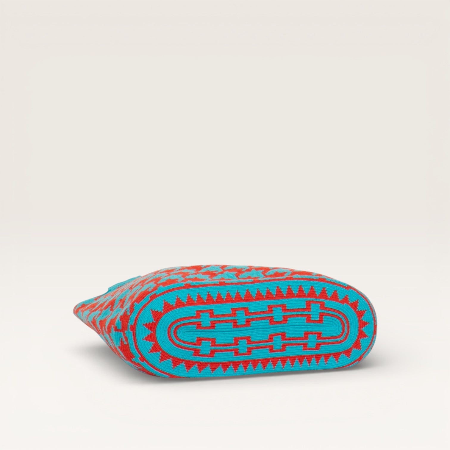 Houndstooth oval tote | Sky blue