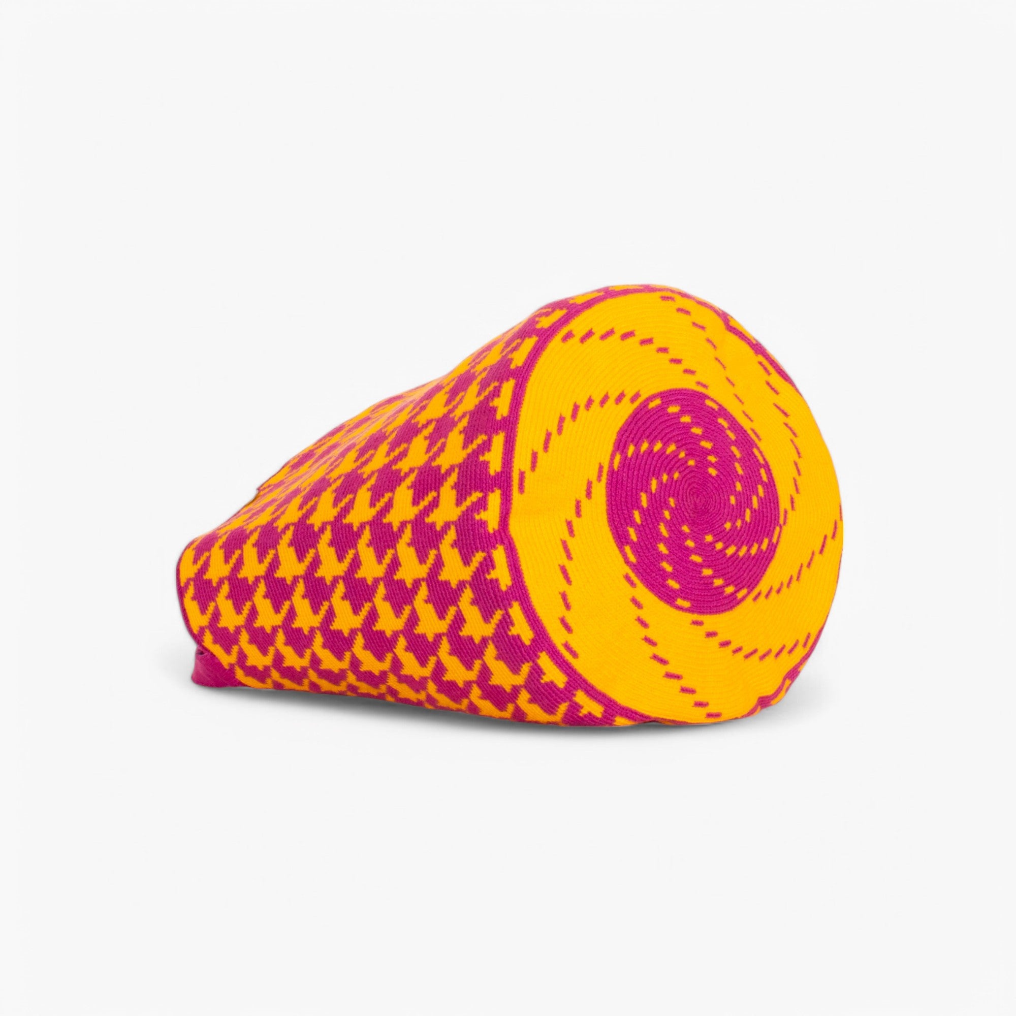 Houndstooth round tote bag | Aubergine