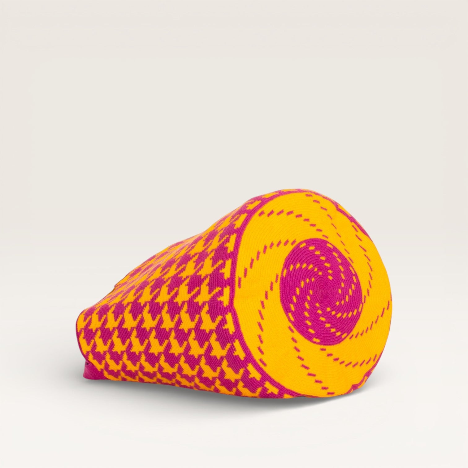 Houndstooth round tote bag | Aubergine