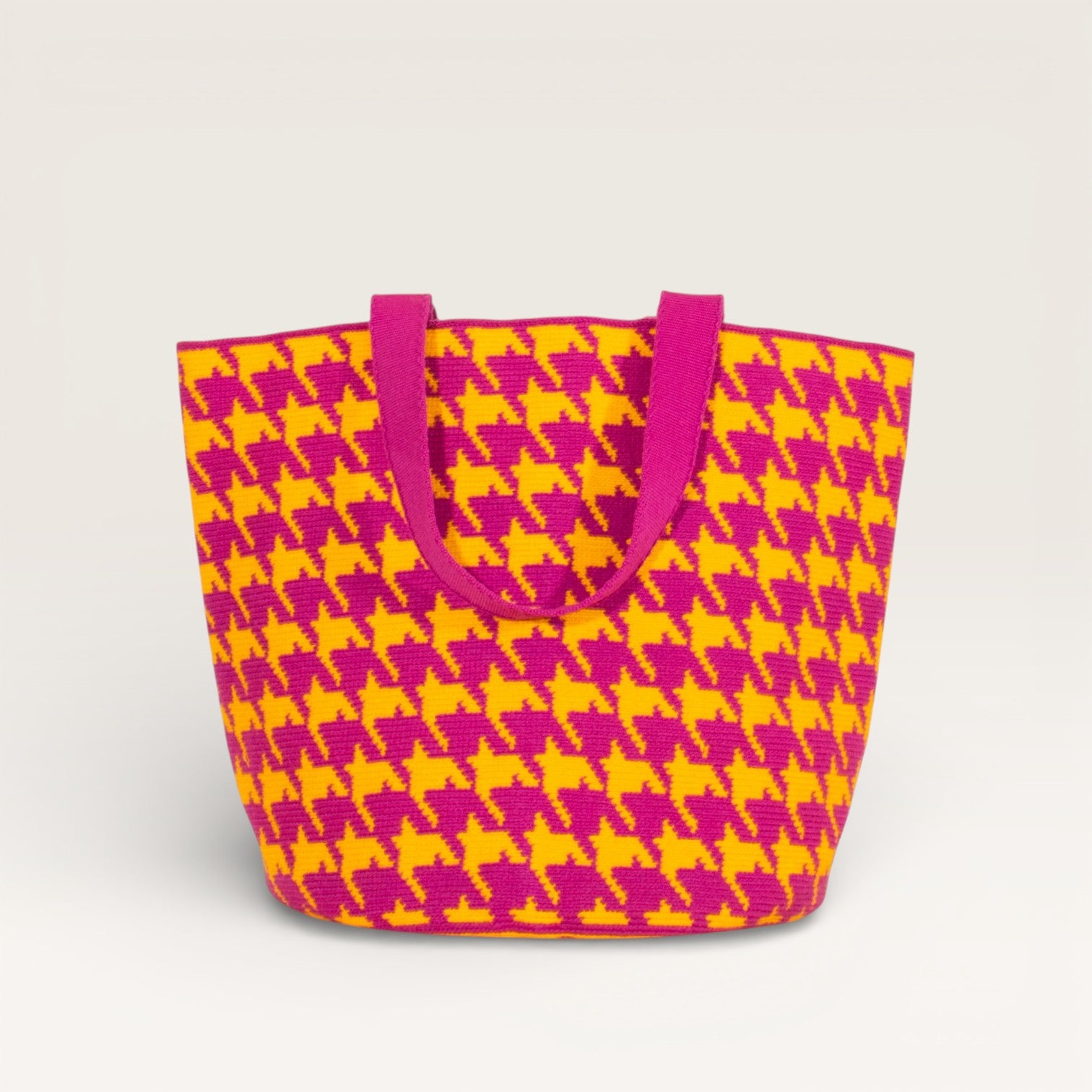 Houndstooth round tote bag | Aubergine