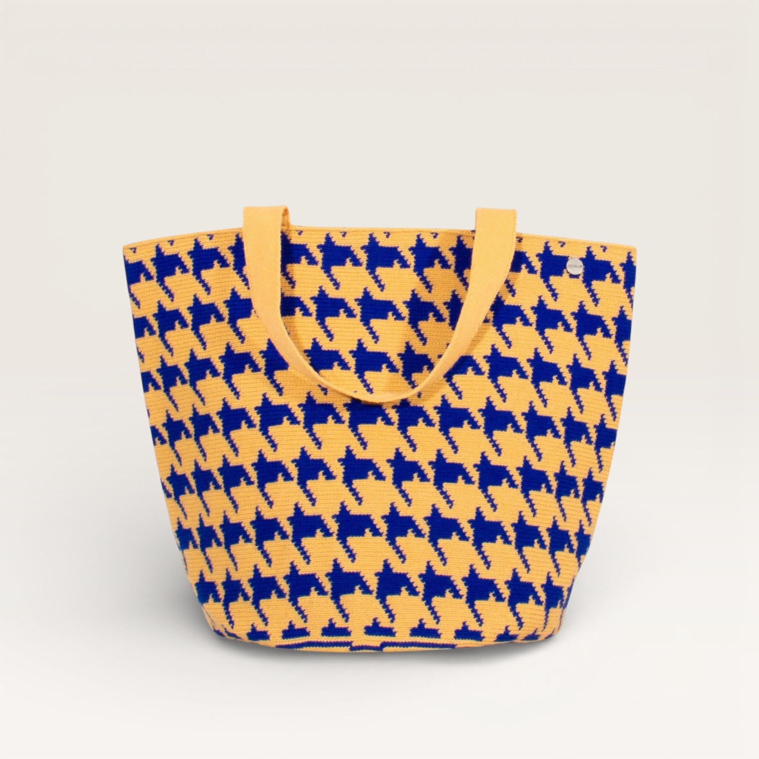 Houndstooth round tote bag | Midnight