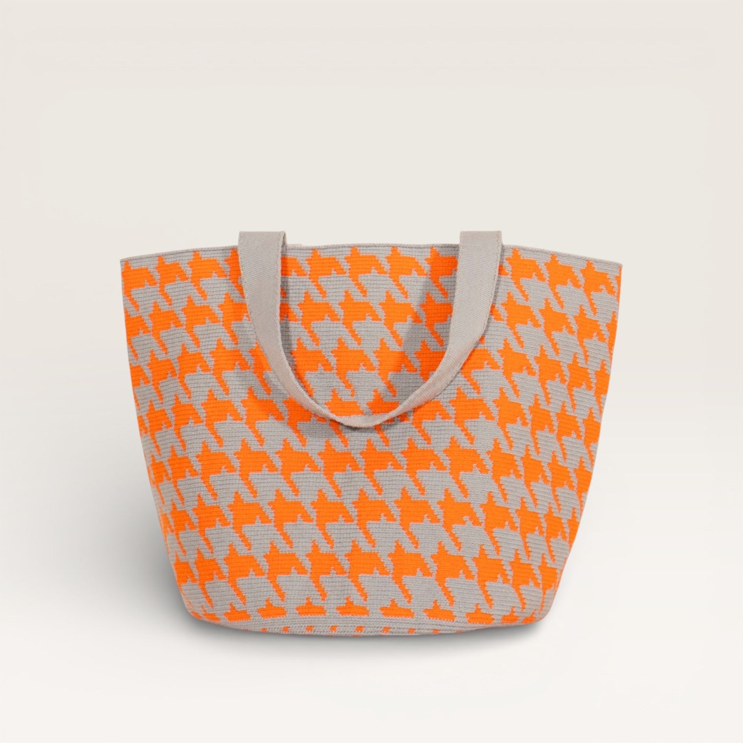 Houndstooth round tote bag | Tangerine
