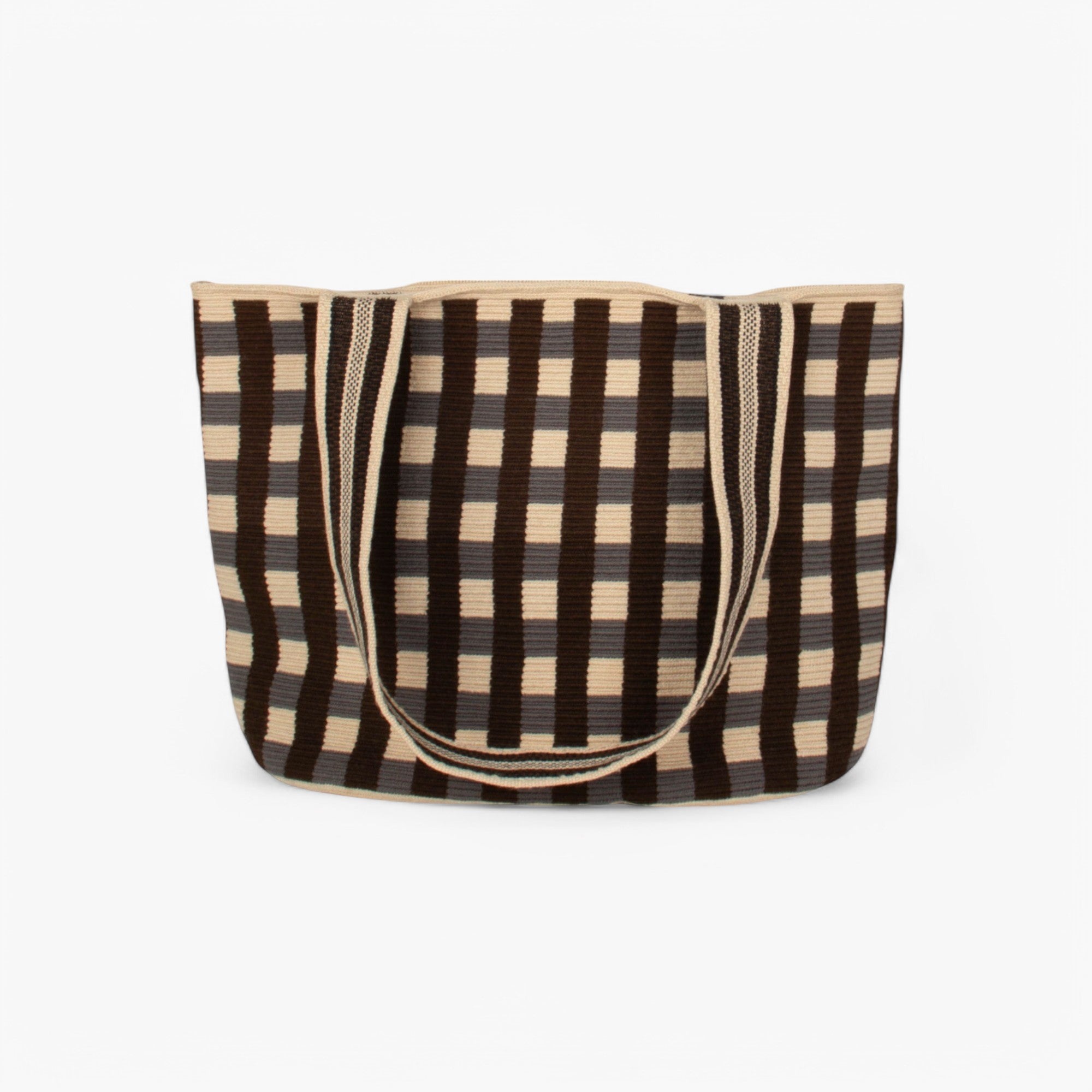 Check oval tote | Slate