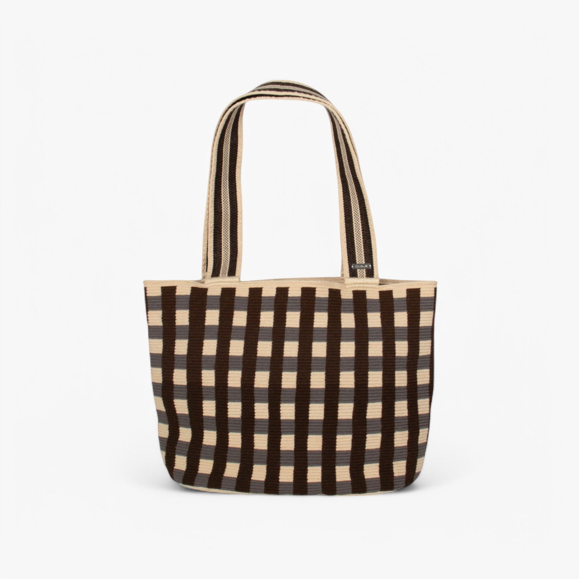 Check oval tote | Slate