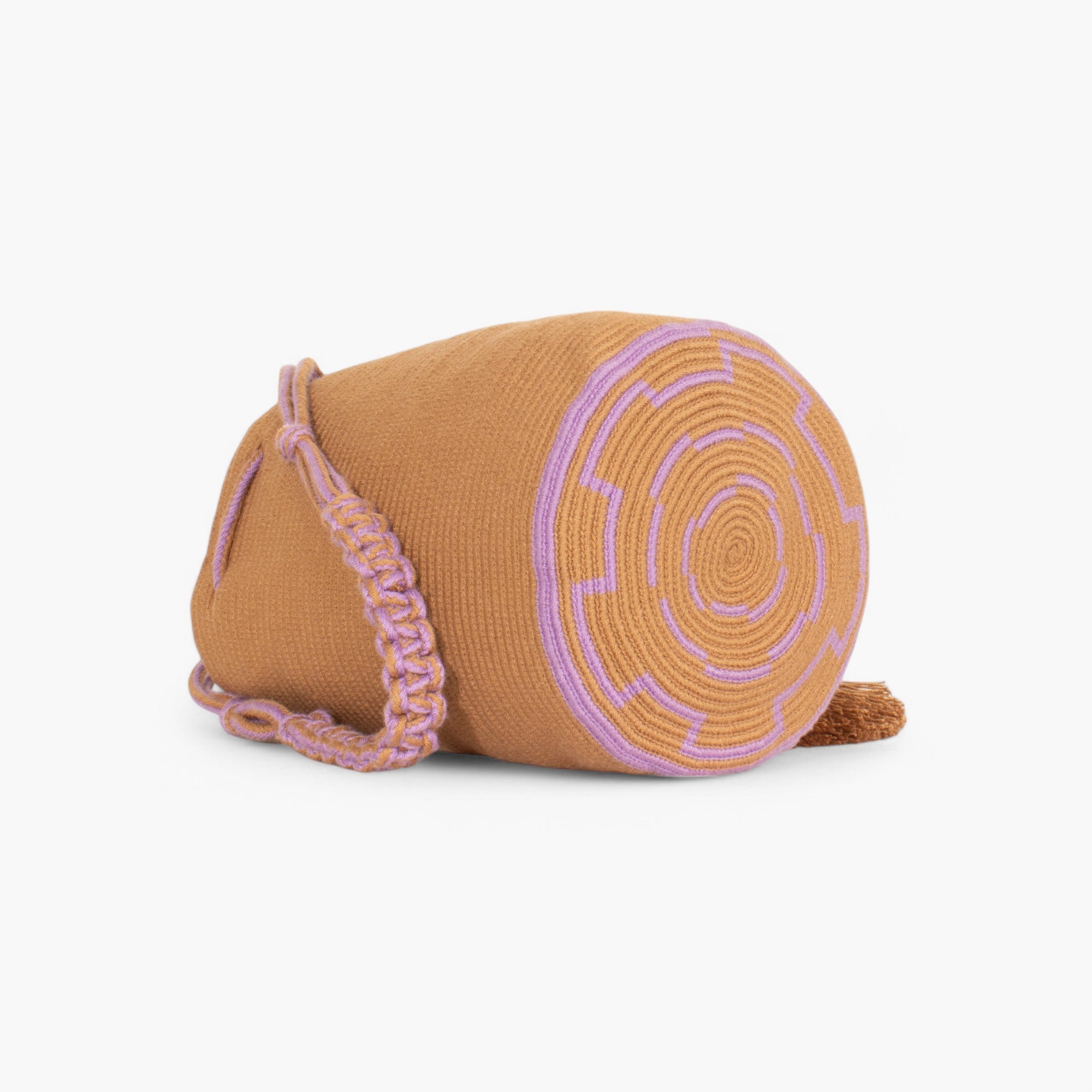 Solid round shoulder bag | Caramel