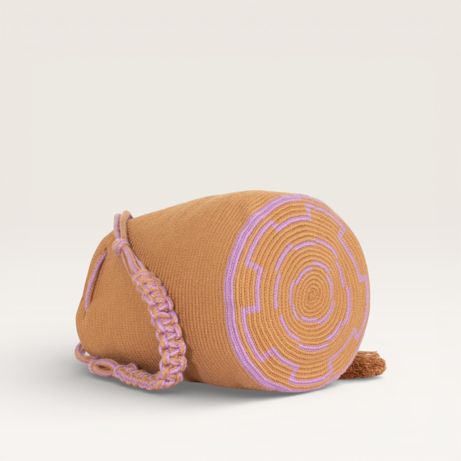 Solid round shoulder bag | Caramel