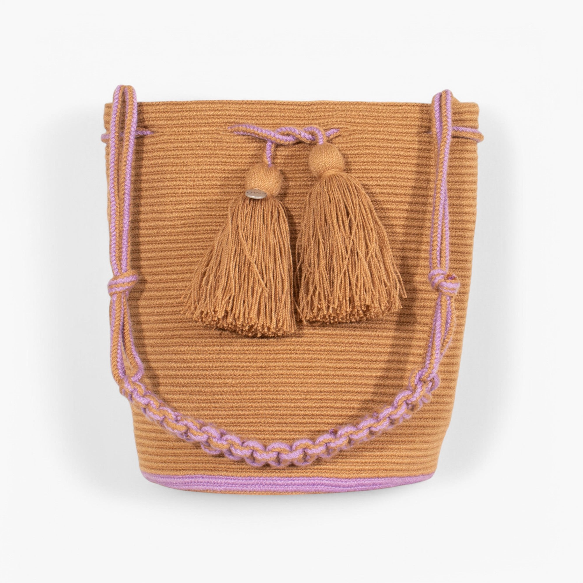 Solid round shoulder bag | Caramel