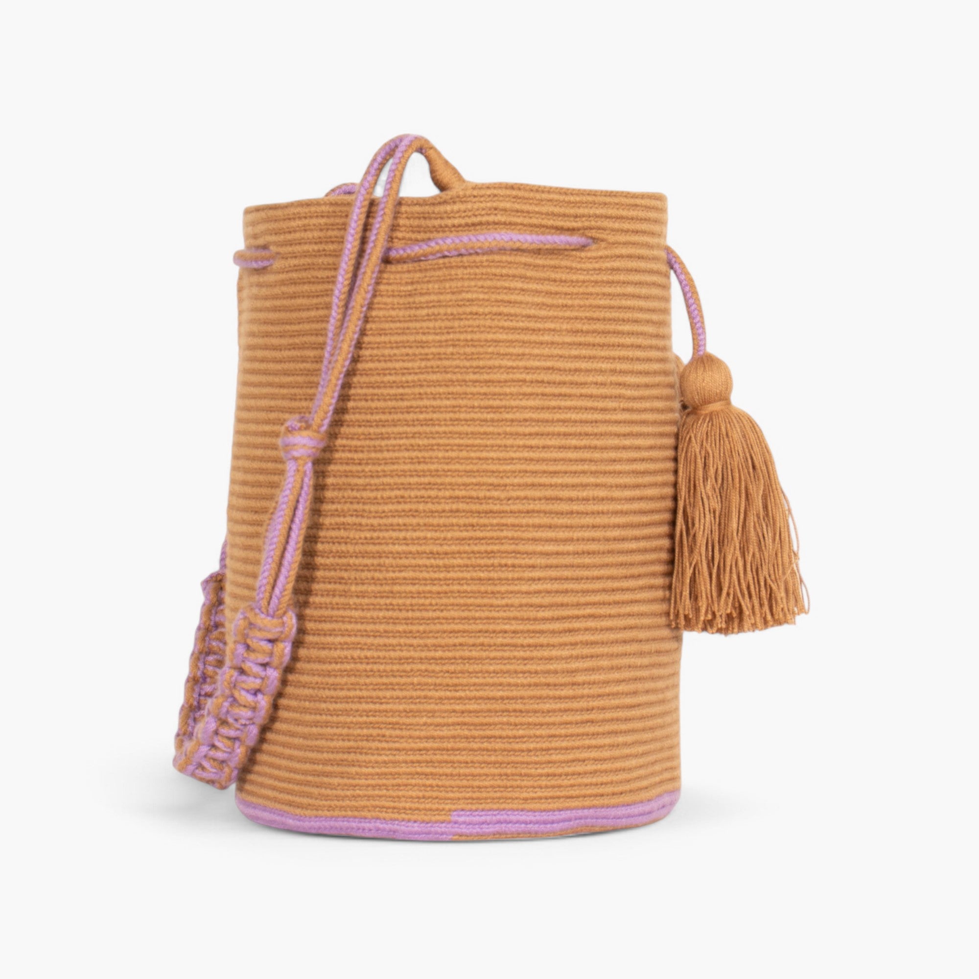 Solid round shoulder bag | Caramel